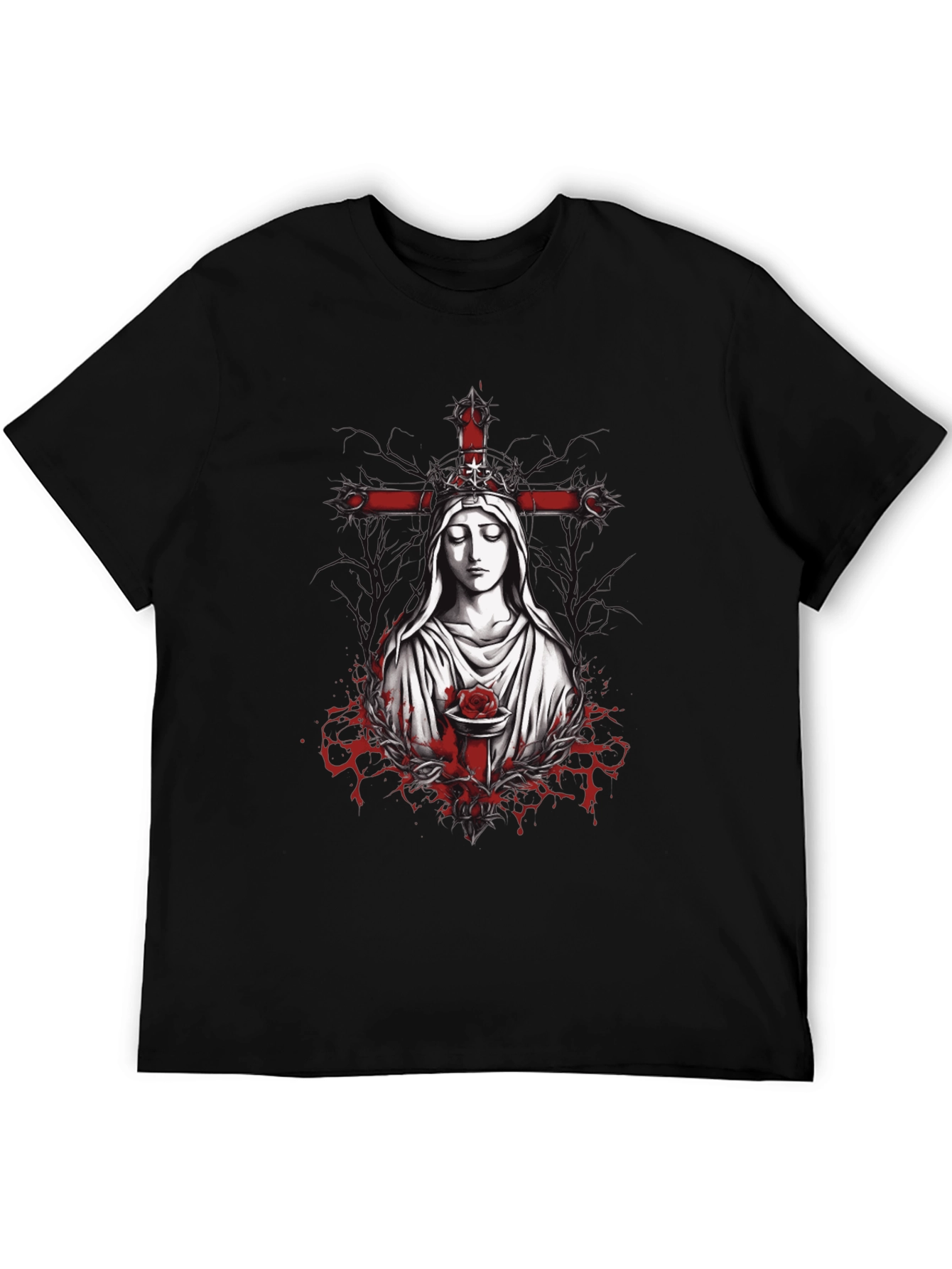 Virgin Mary Rose Cross Graphic Tee