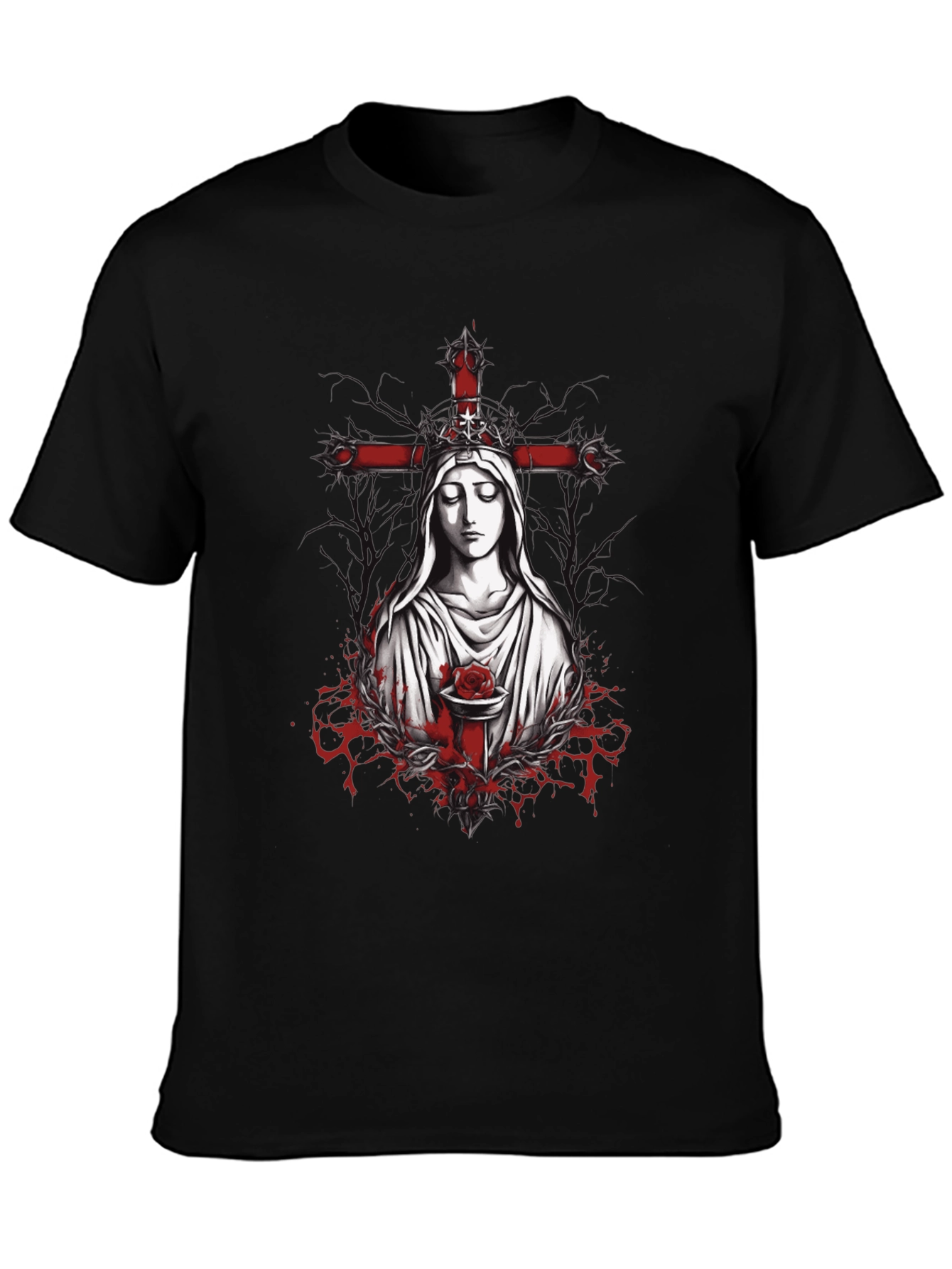 Virgin Mary Rose Cross Graphic Tee