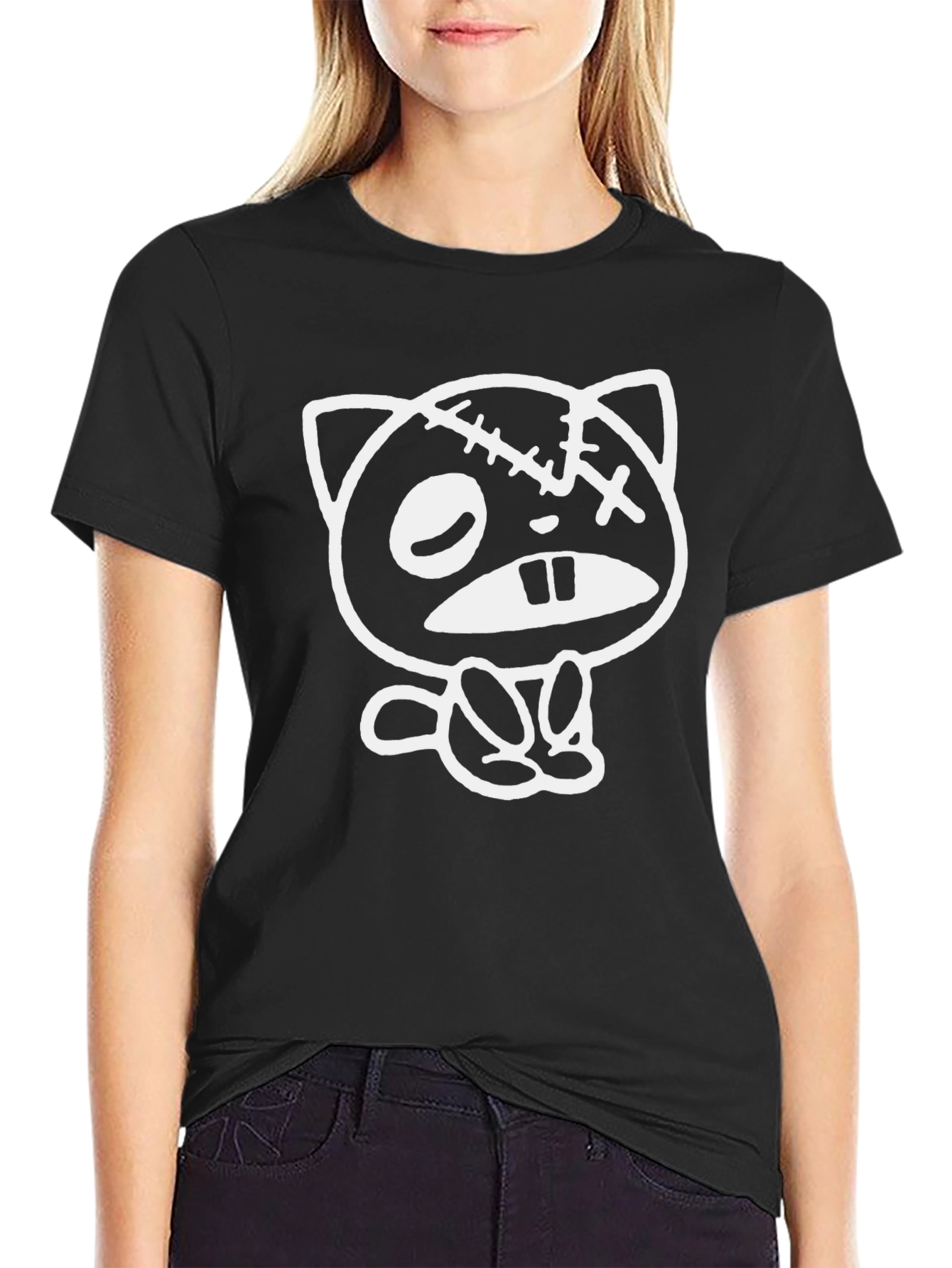Cartoon Graphic Print T-Shirt - Black