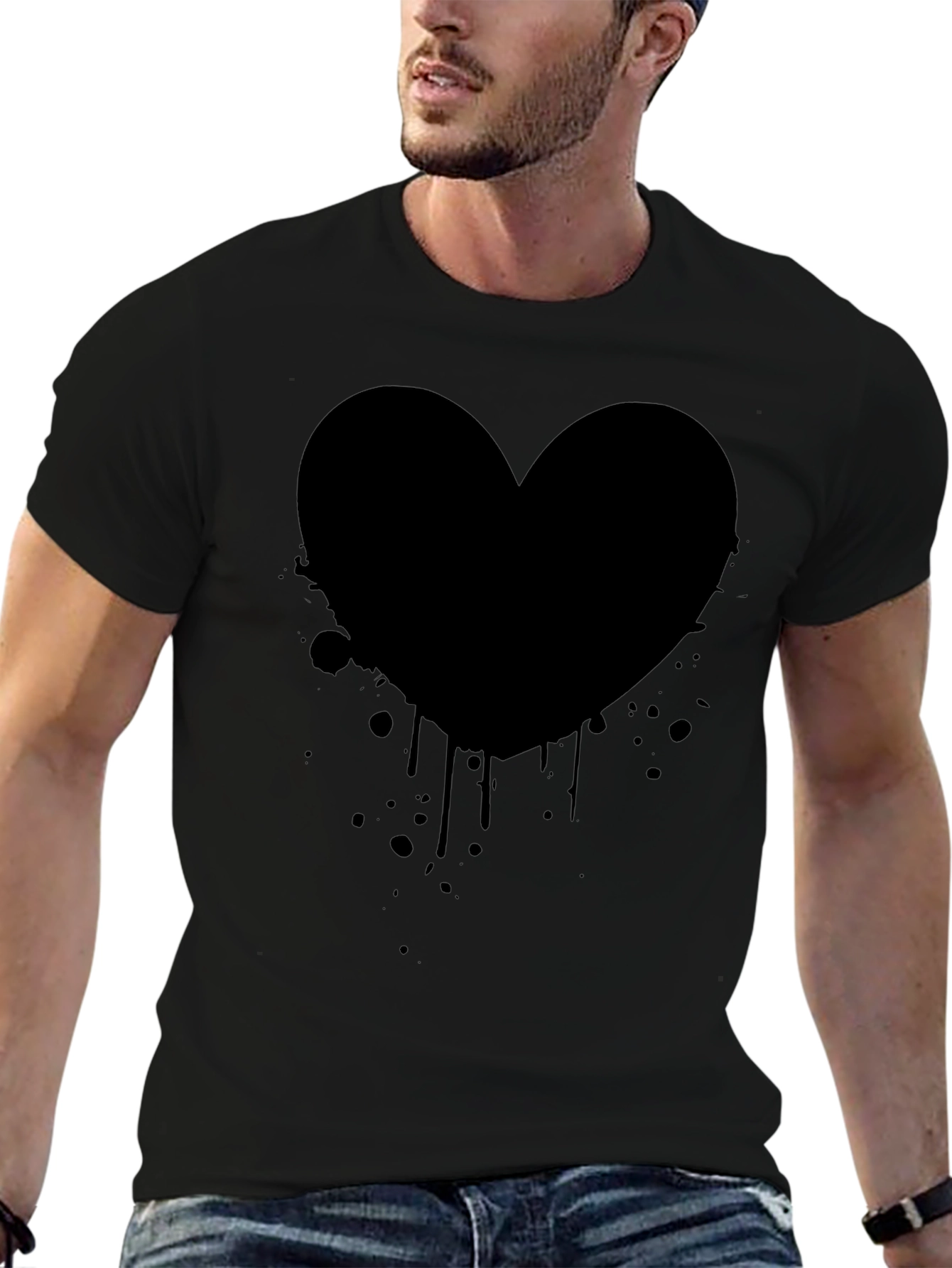 Black Heart Splatter Graphic Tee - Trendy Casual Style