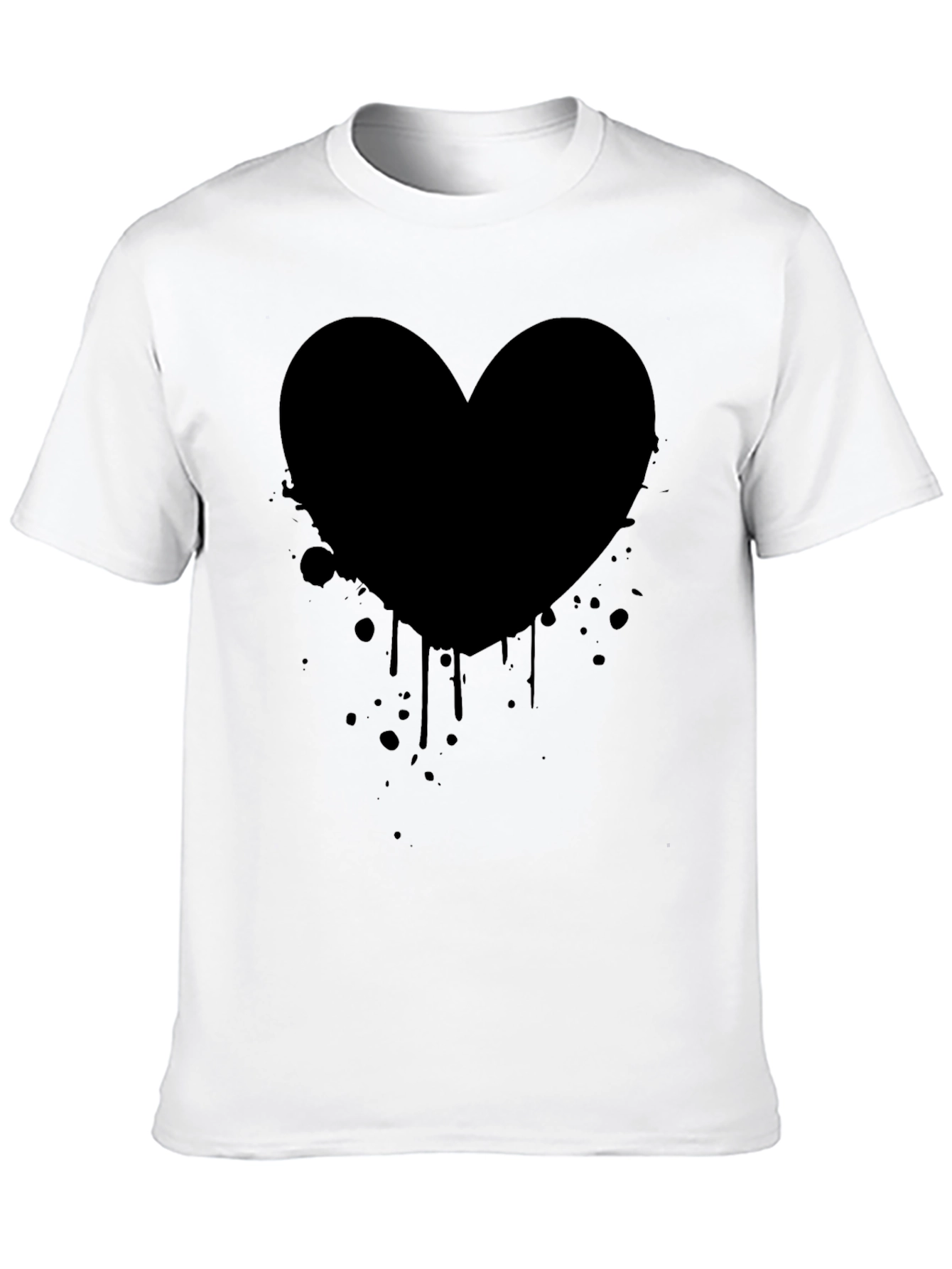 Black Heart Splatter Graphic Tee - Trendy Casual Style
