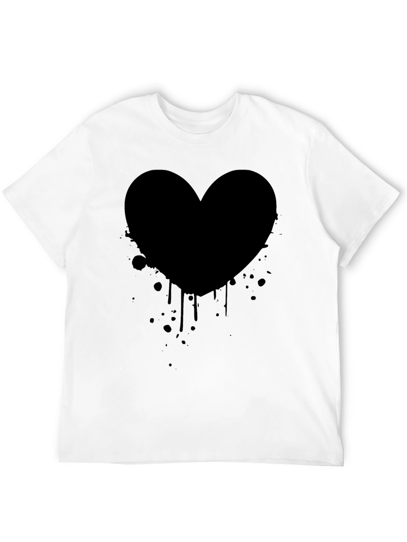 Black Heart Splatter Graphic Tee - Trendy Casual Style