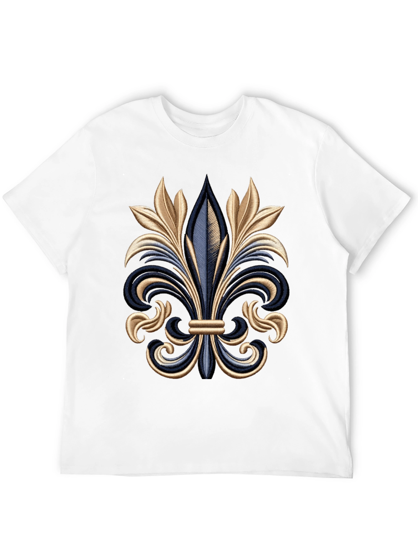 Fleur-de-lis Embroidered Graphic Tee - Stylish Mens Black T-Shirt
