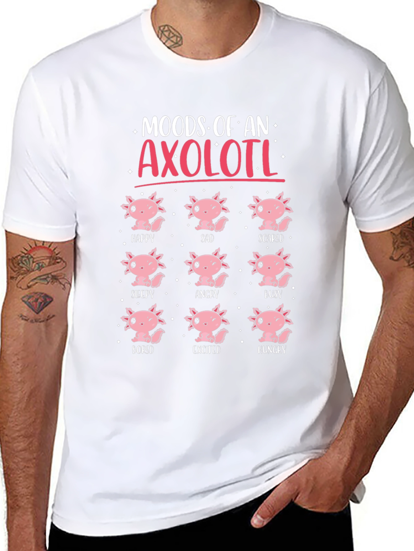 Axolotl Moods T-Shirt Cute Amphibian Tee