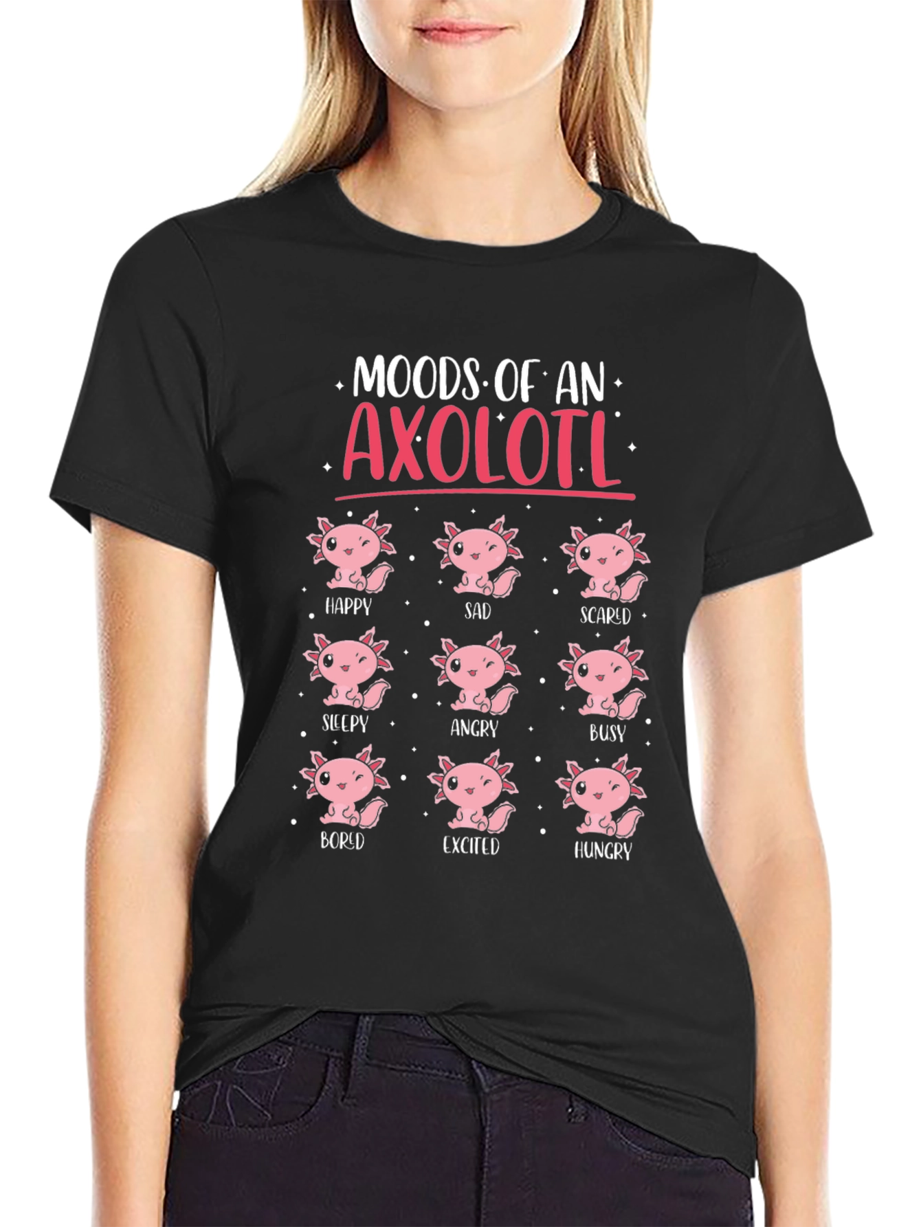 Axolotl Moods T-Shirt Cute Amphibian Tee