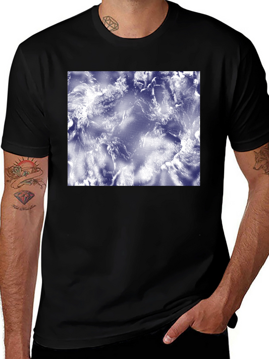 Abstract Cloudscape Print Black T-Shirt