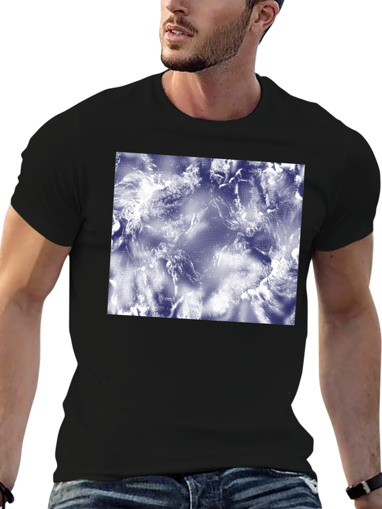 Abstract Cloudscape Print Black T-Shirt