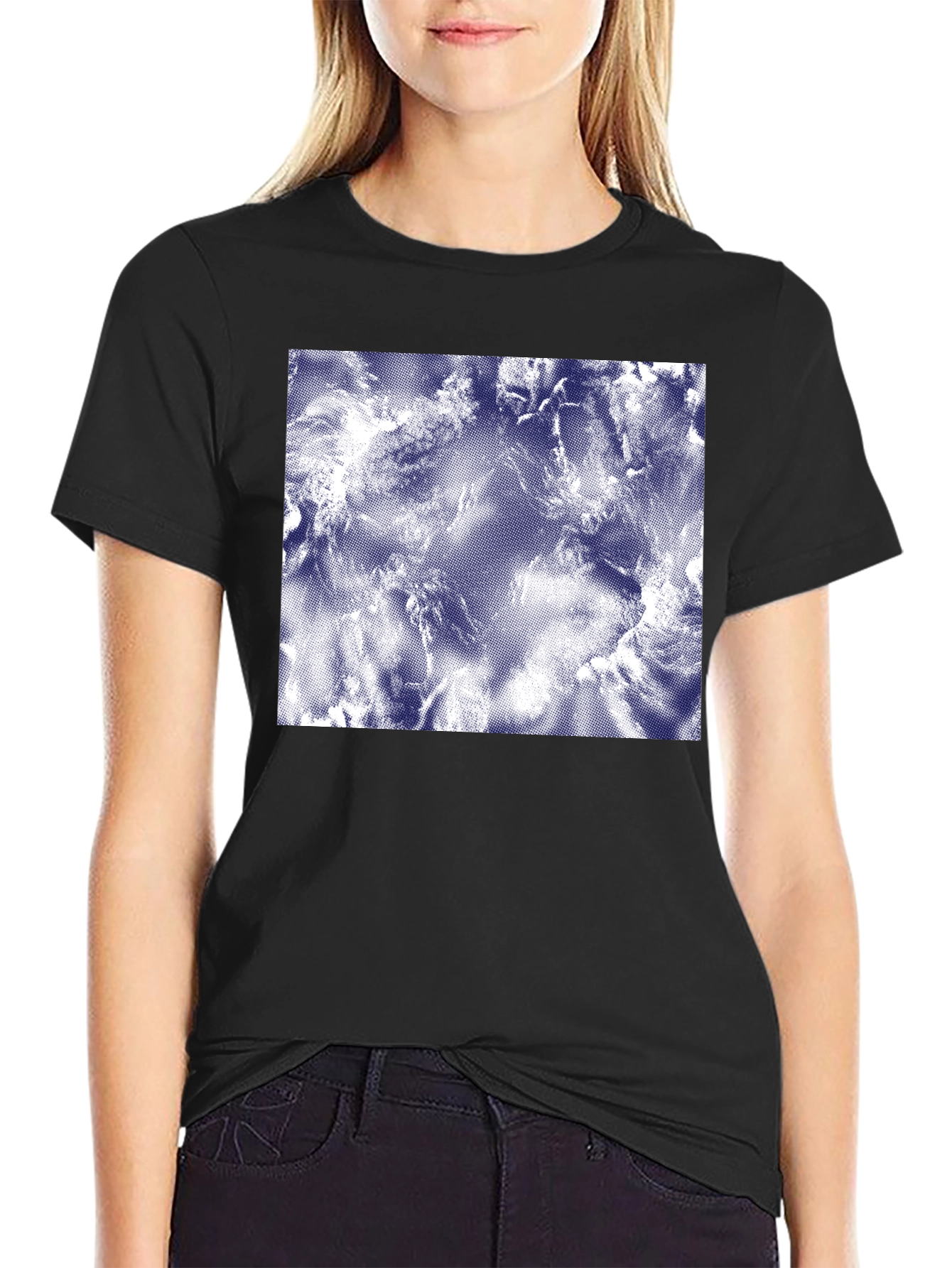 Abstract Cloudscape Print Black T-Shirt