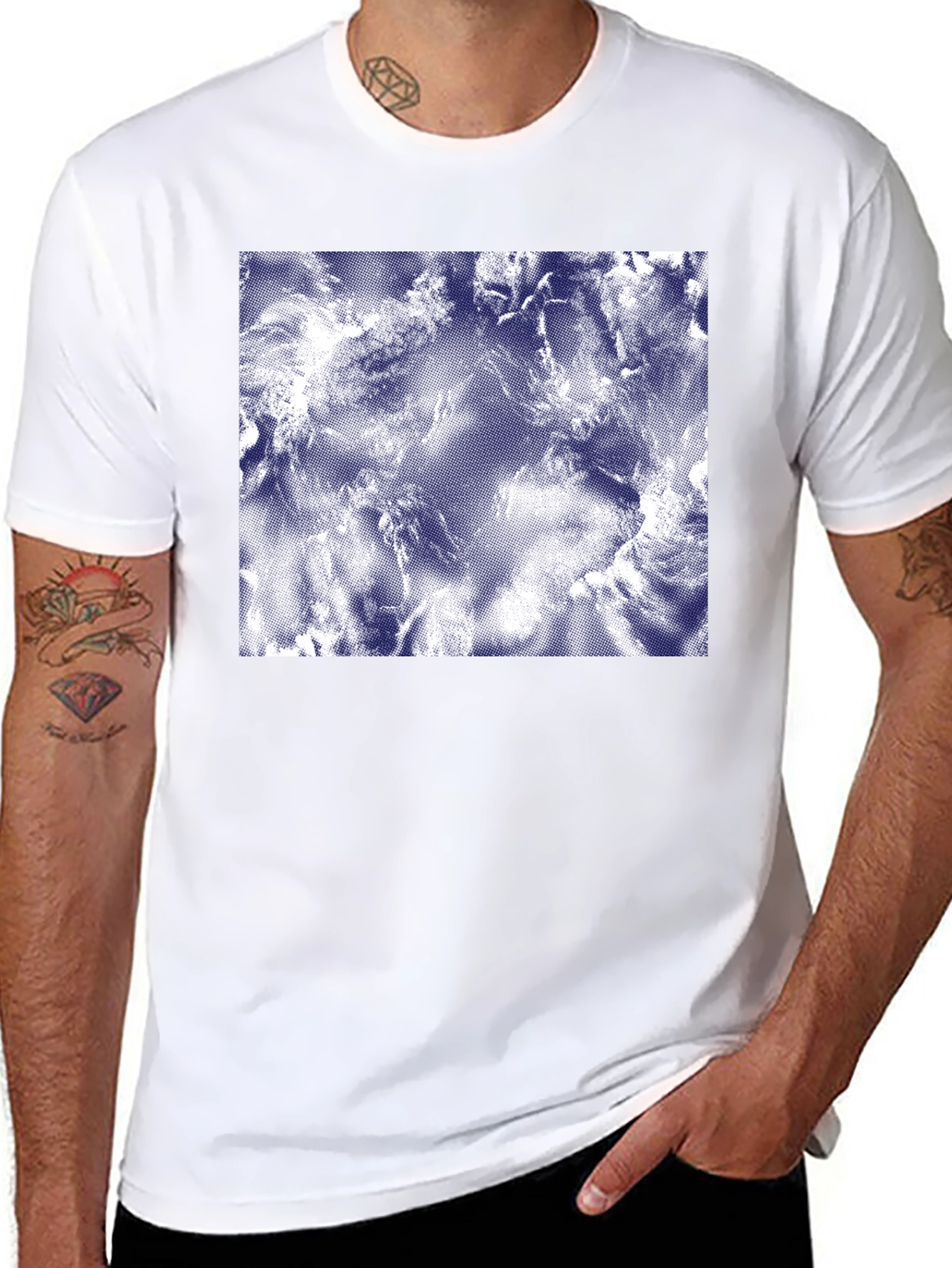 Abstract Cloudscape Print Black T-Shirt