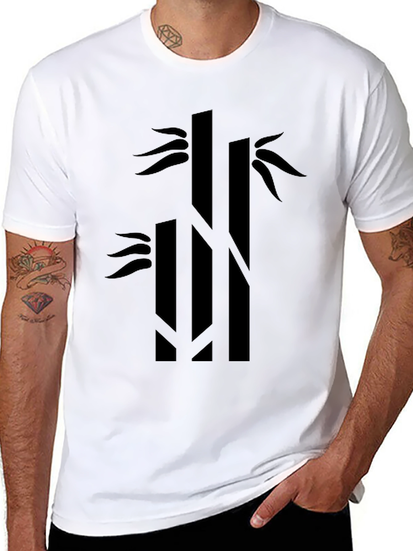 Mens Black Bamboo Graphic Tee - Casual Style