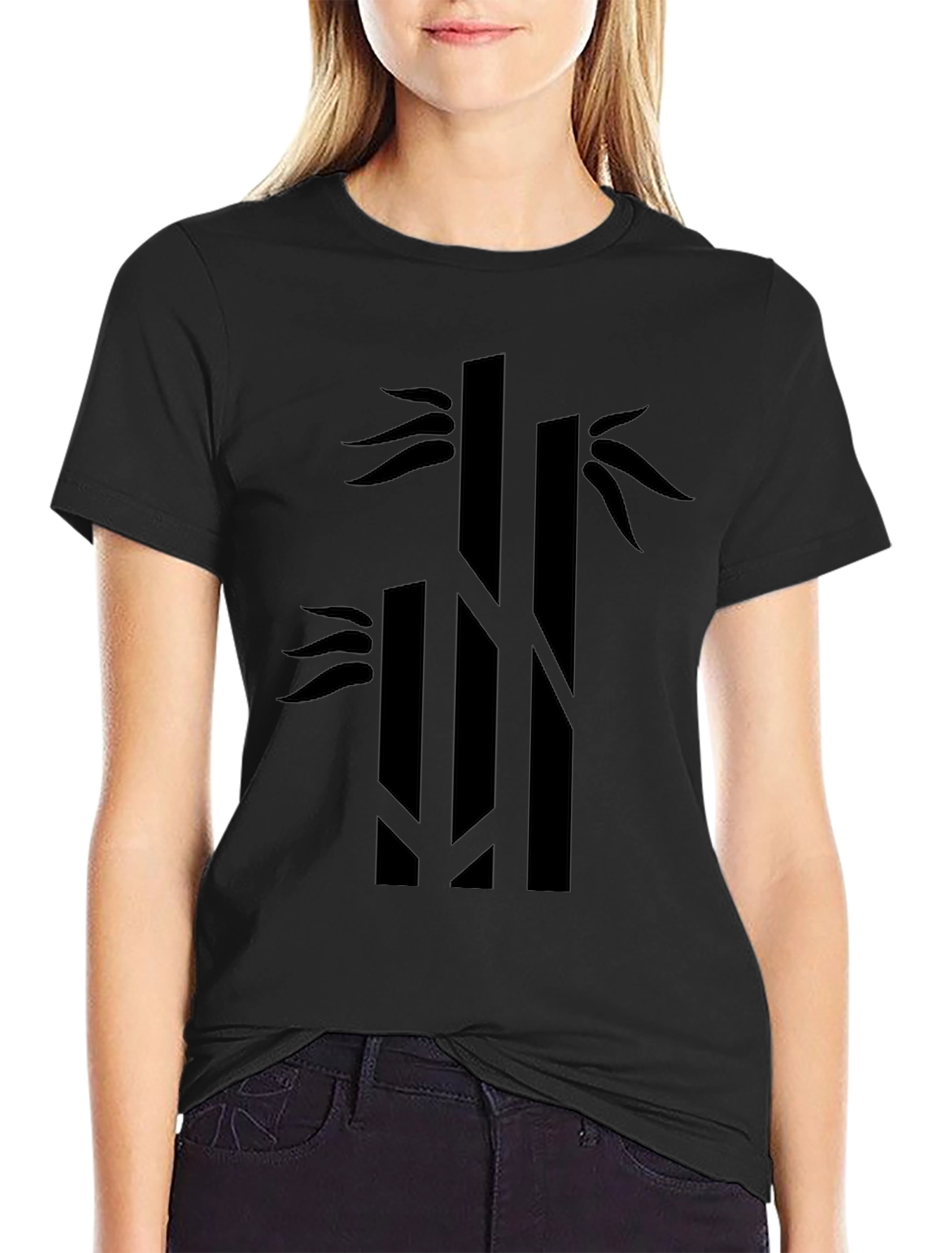 Mens Black Bamboo Graphic Tee - Casual Style