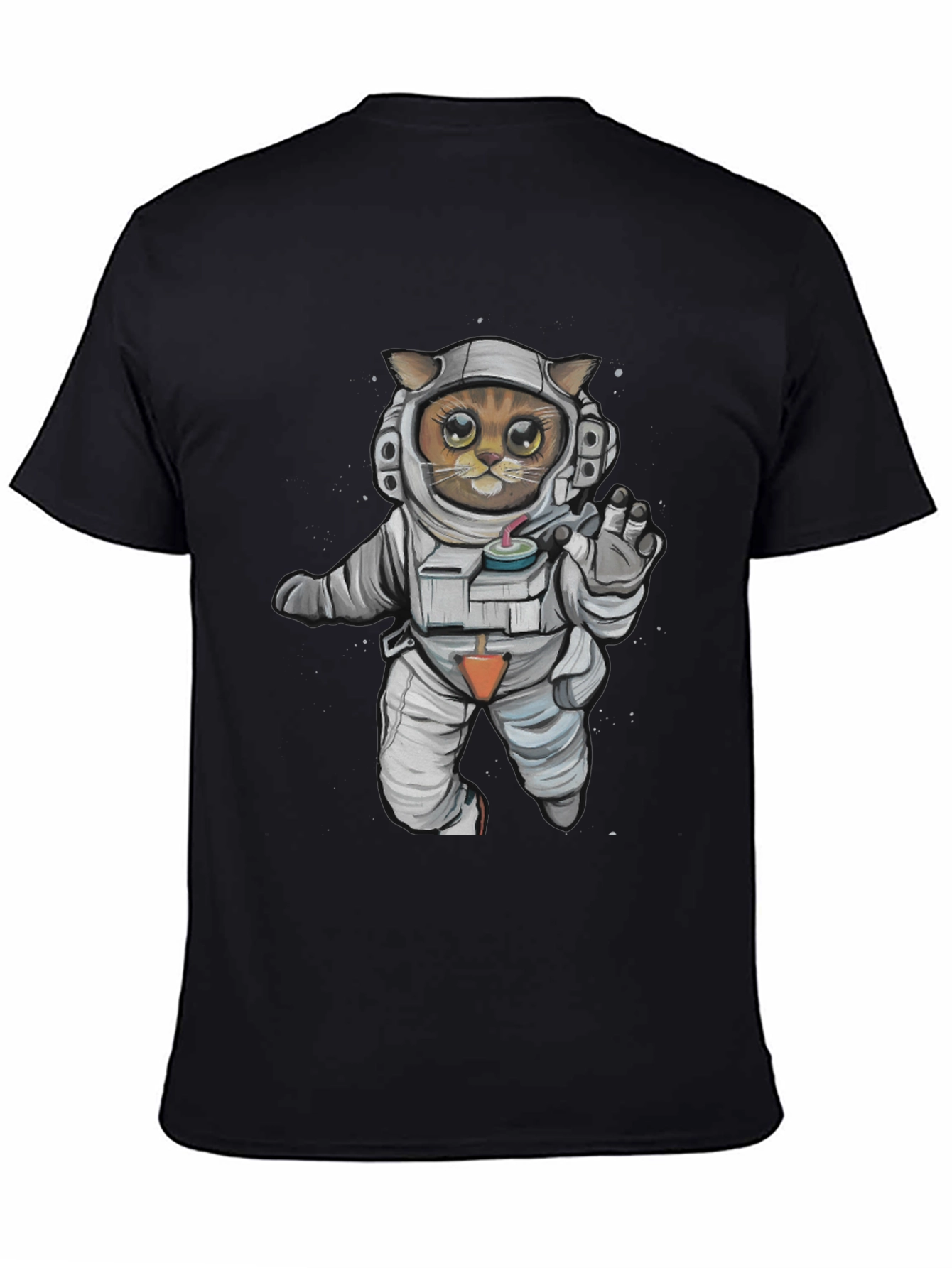 Astronaut Cat Graphic Tee - Black