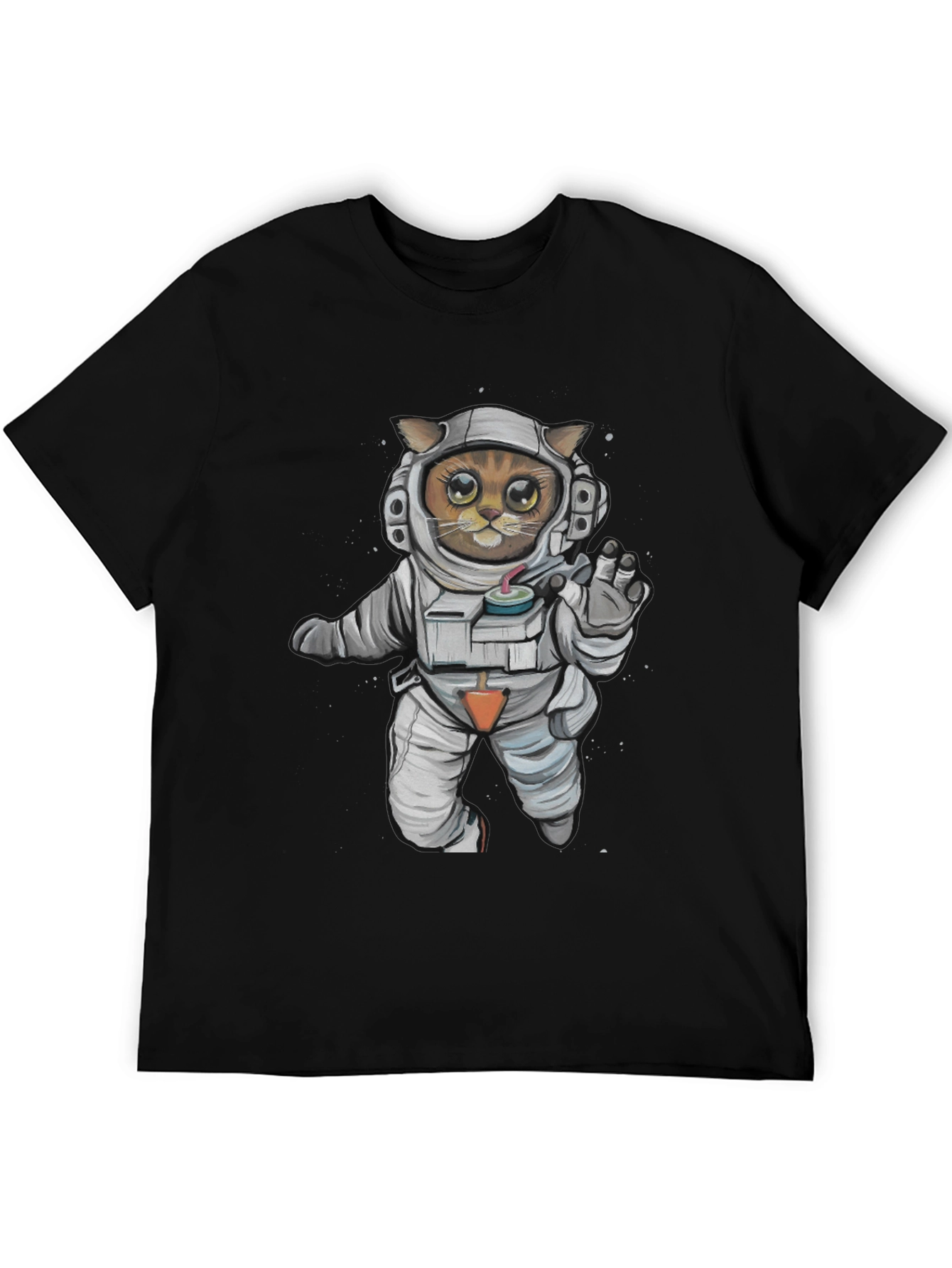 Astronaut Cat Graphic Tee - Black