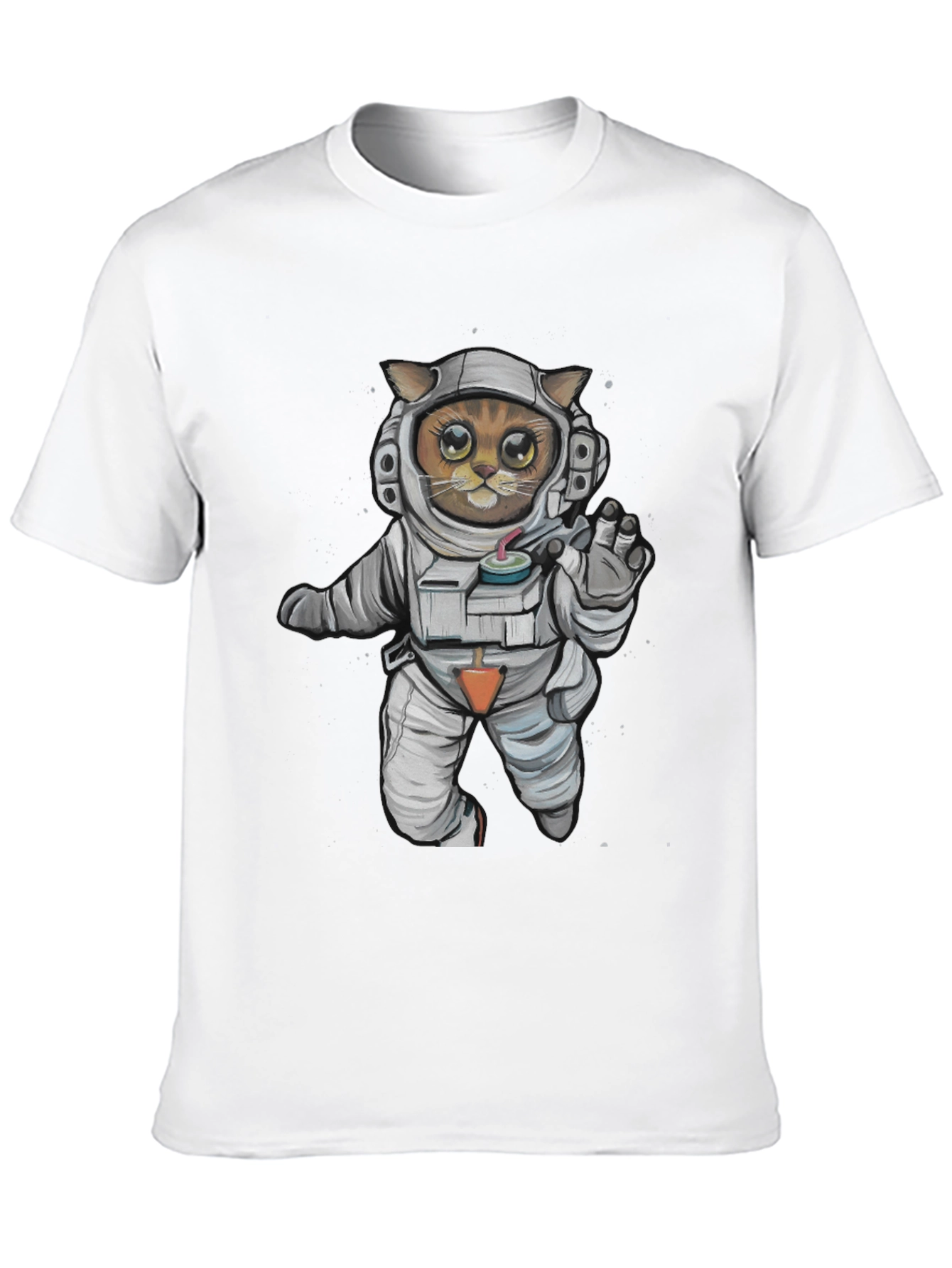 Astronaut Cat Graphic Tee - Black