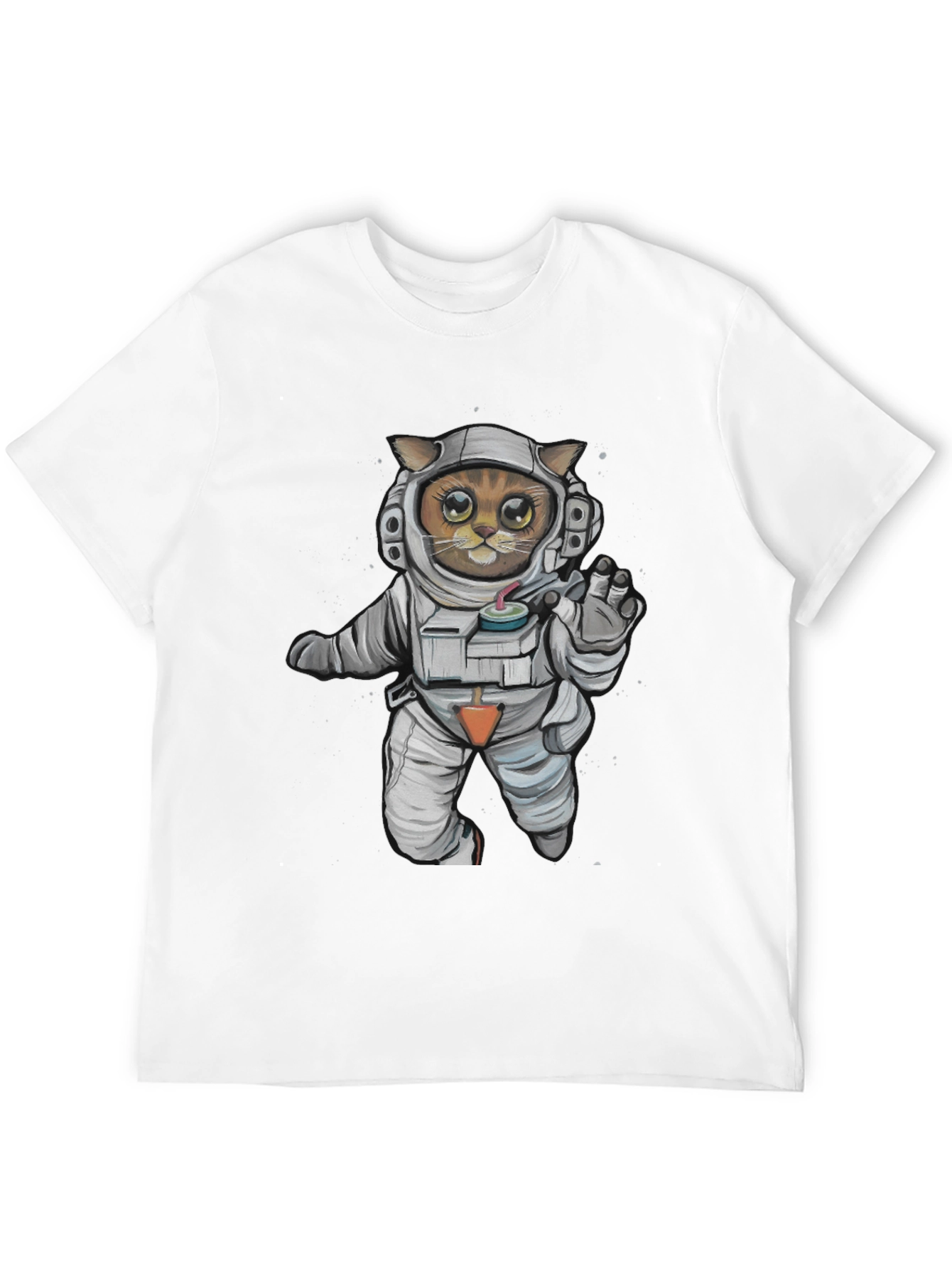 Astronaut Cat Graphic Tee - Black