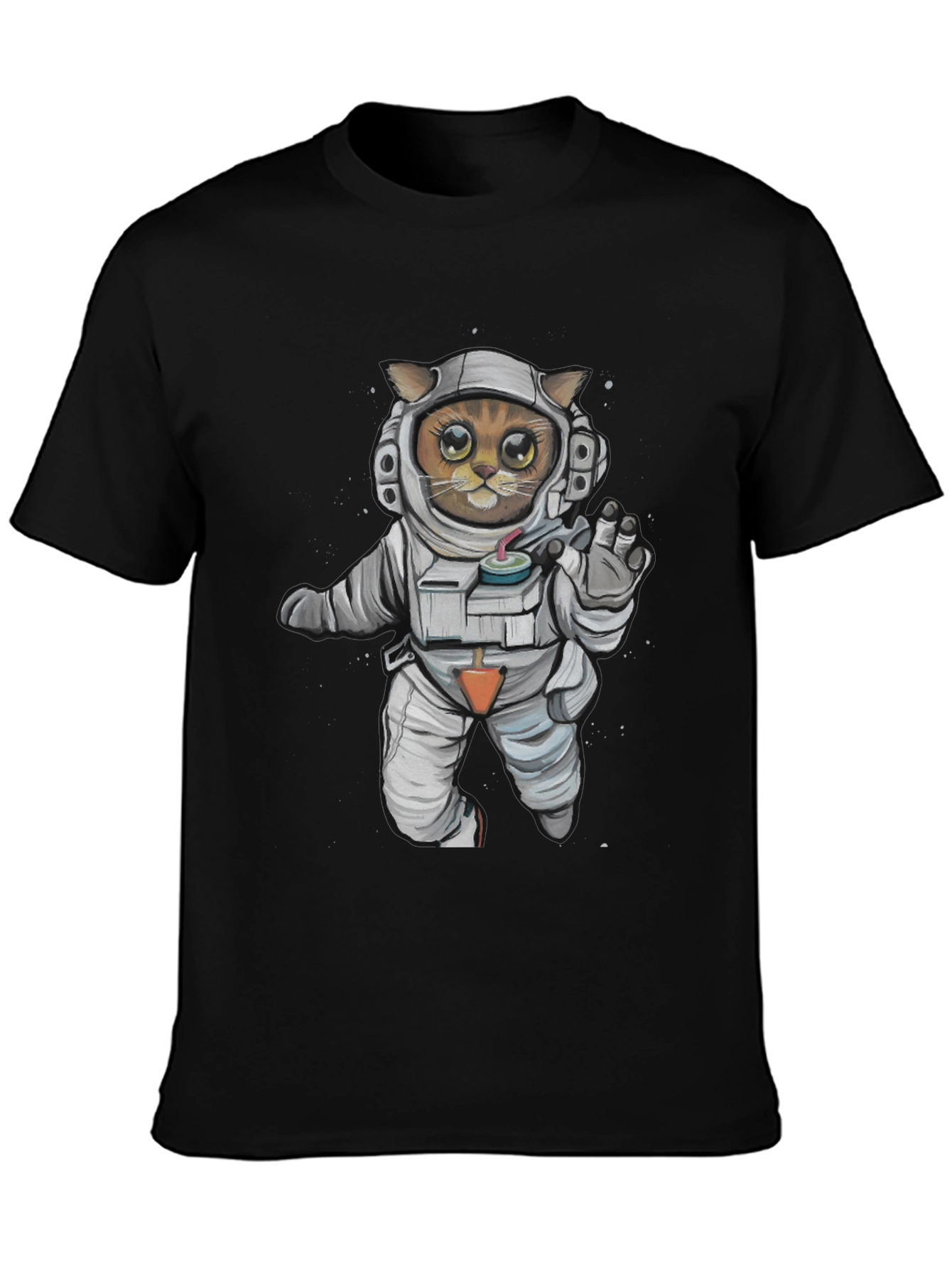 Astronaut Cat Graphic Tee - Black