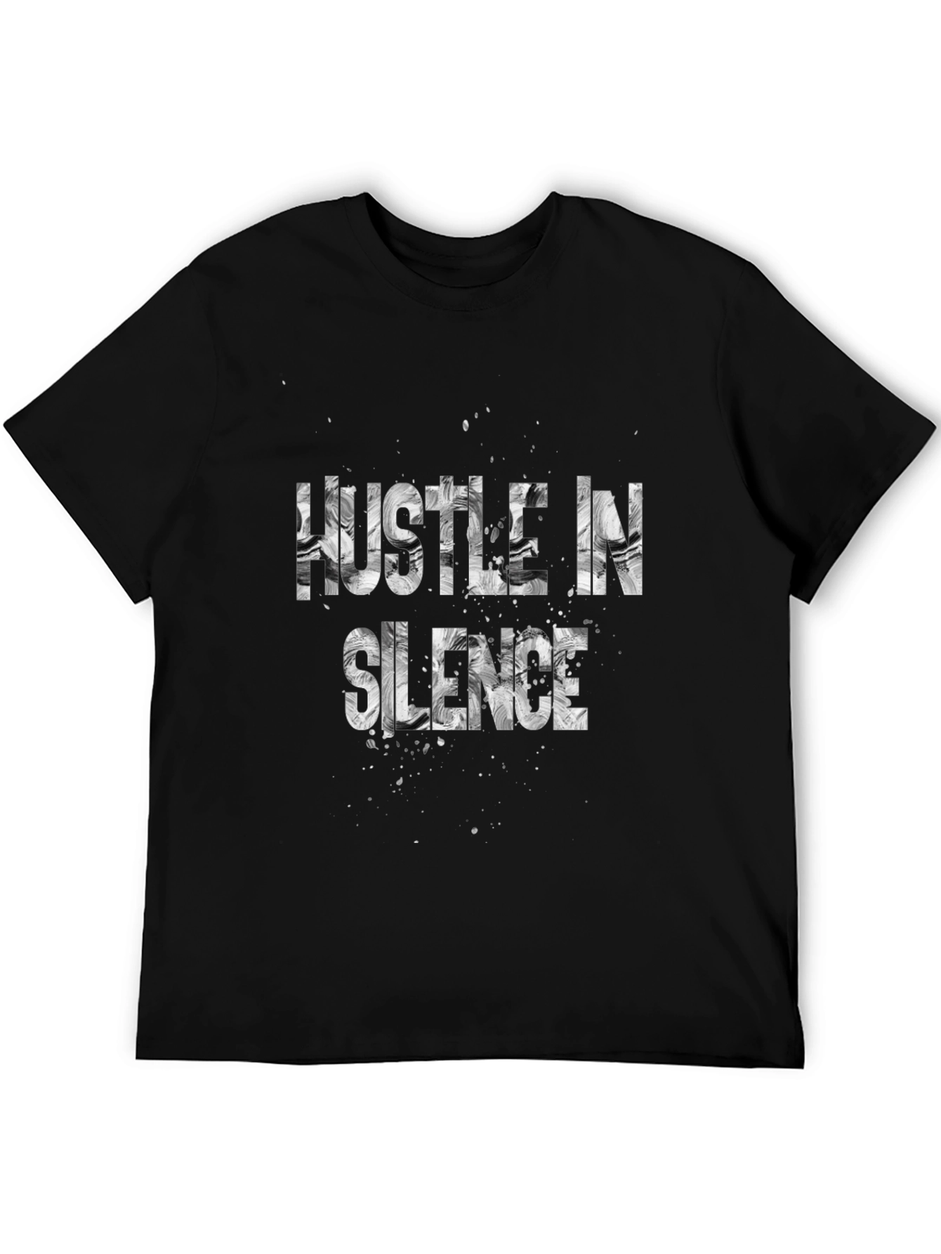 Hustle in Silence Graphic Tee - Black Cotton