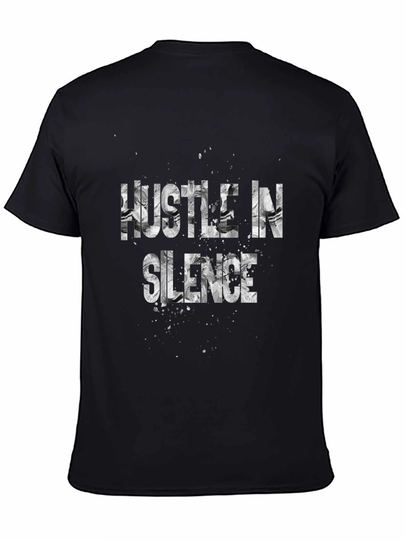 Hustle in Silence Graphic Tee - Black Cotton