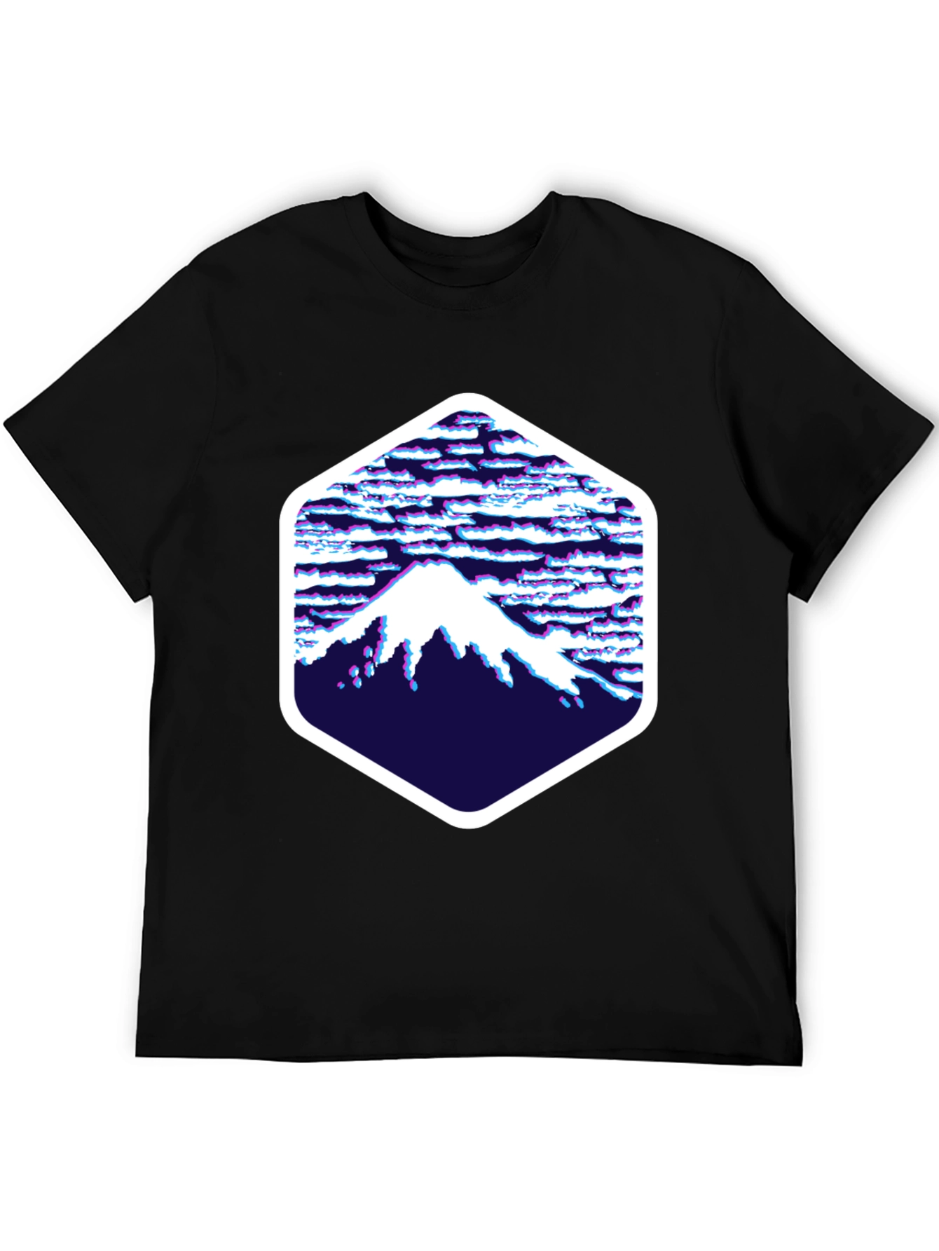 Abstract Mountain Hex Graphic Tee - Black