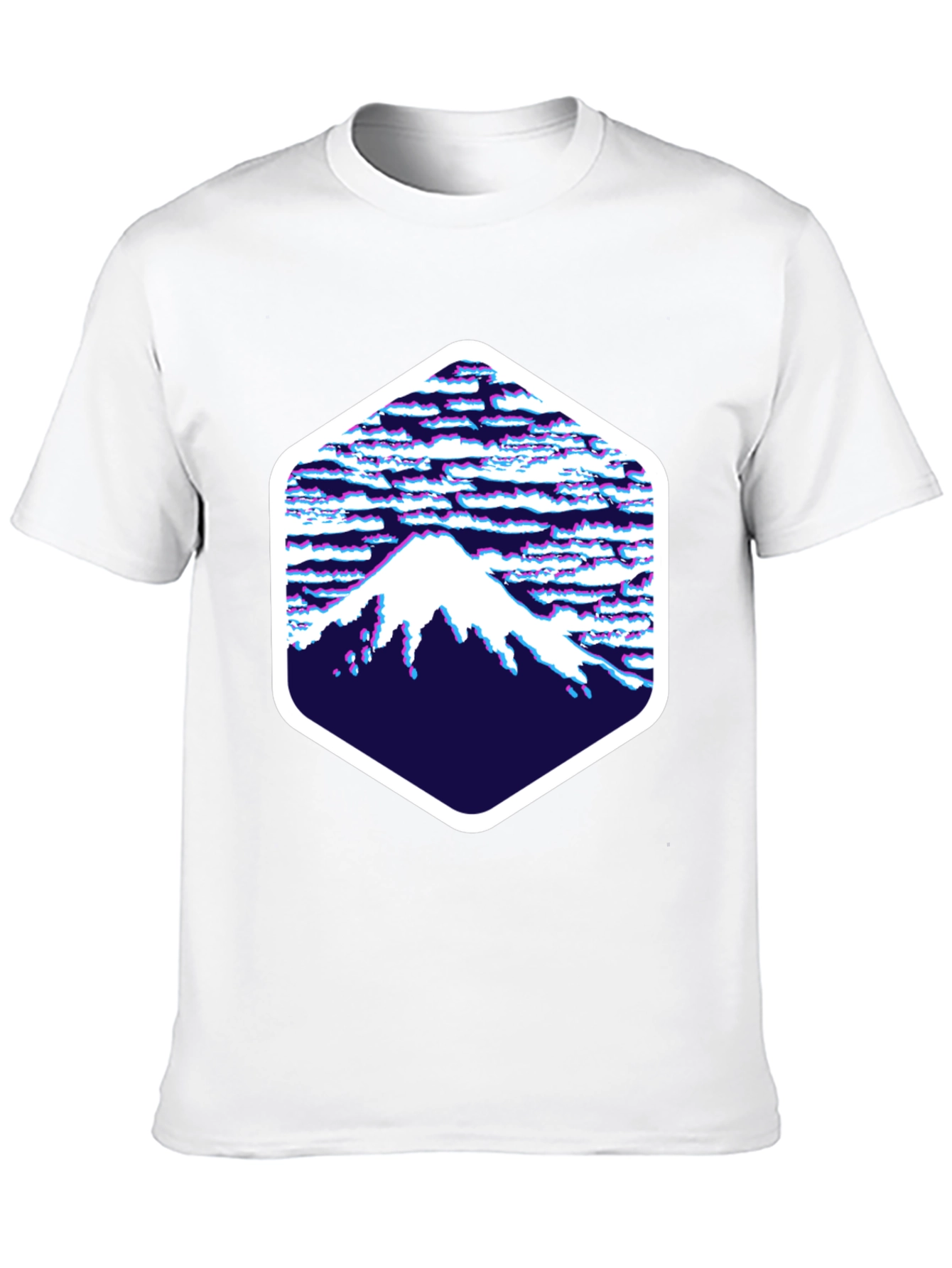 Abstract Mountain Hex Graphic Tee - Black