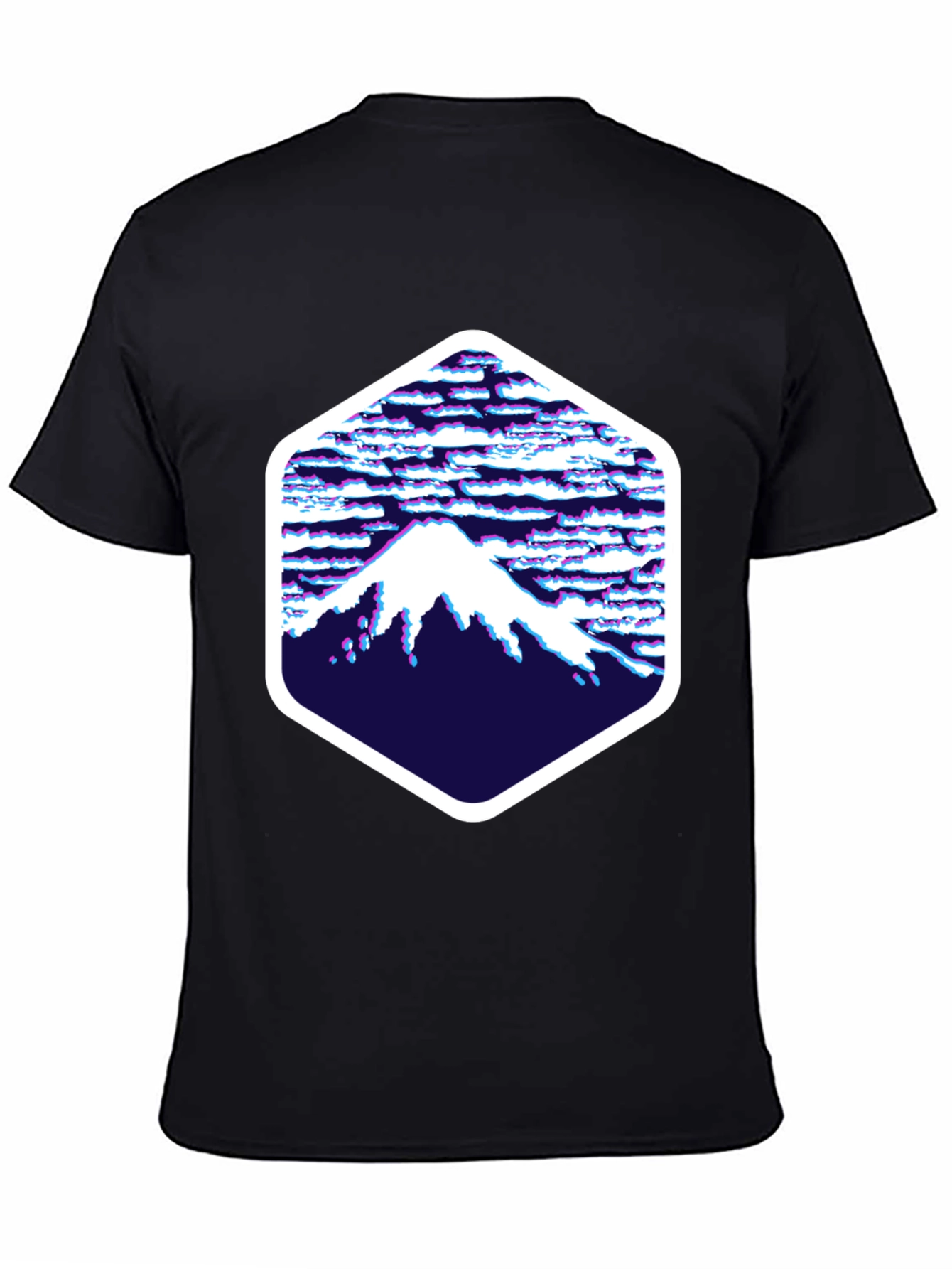 Abstract Mountain Hex Graphic Tee - Black