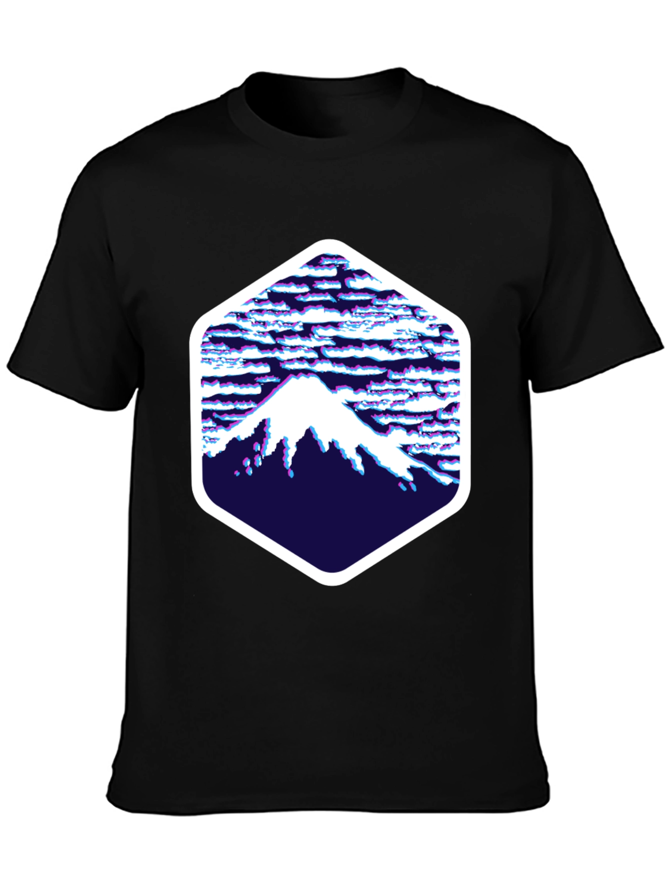 Abstract Mountain Hex Graphic Tee - Black