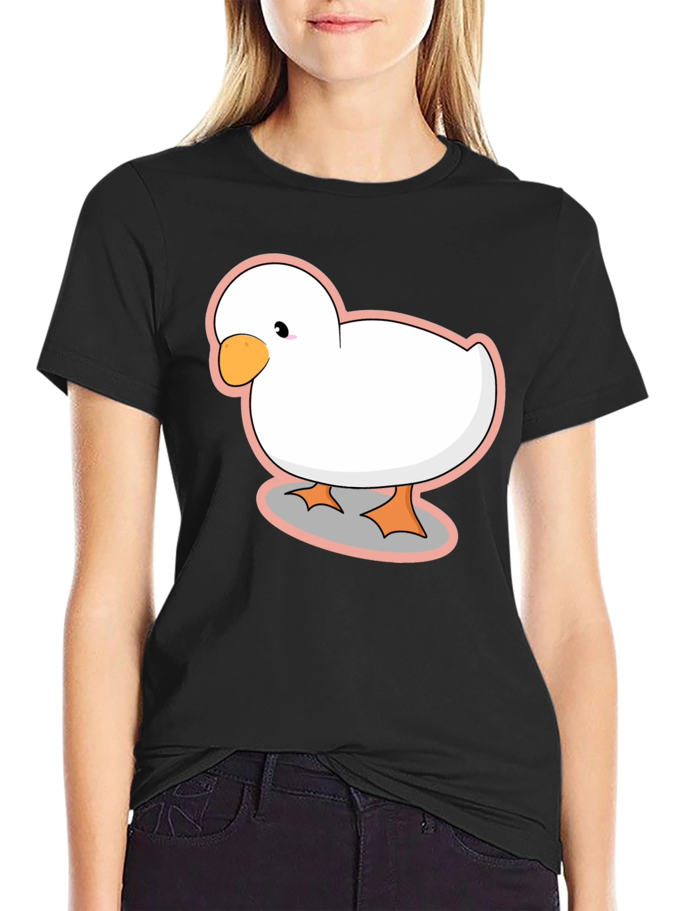 Duck Cartoon Black T-Shirt