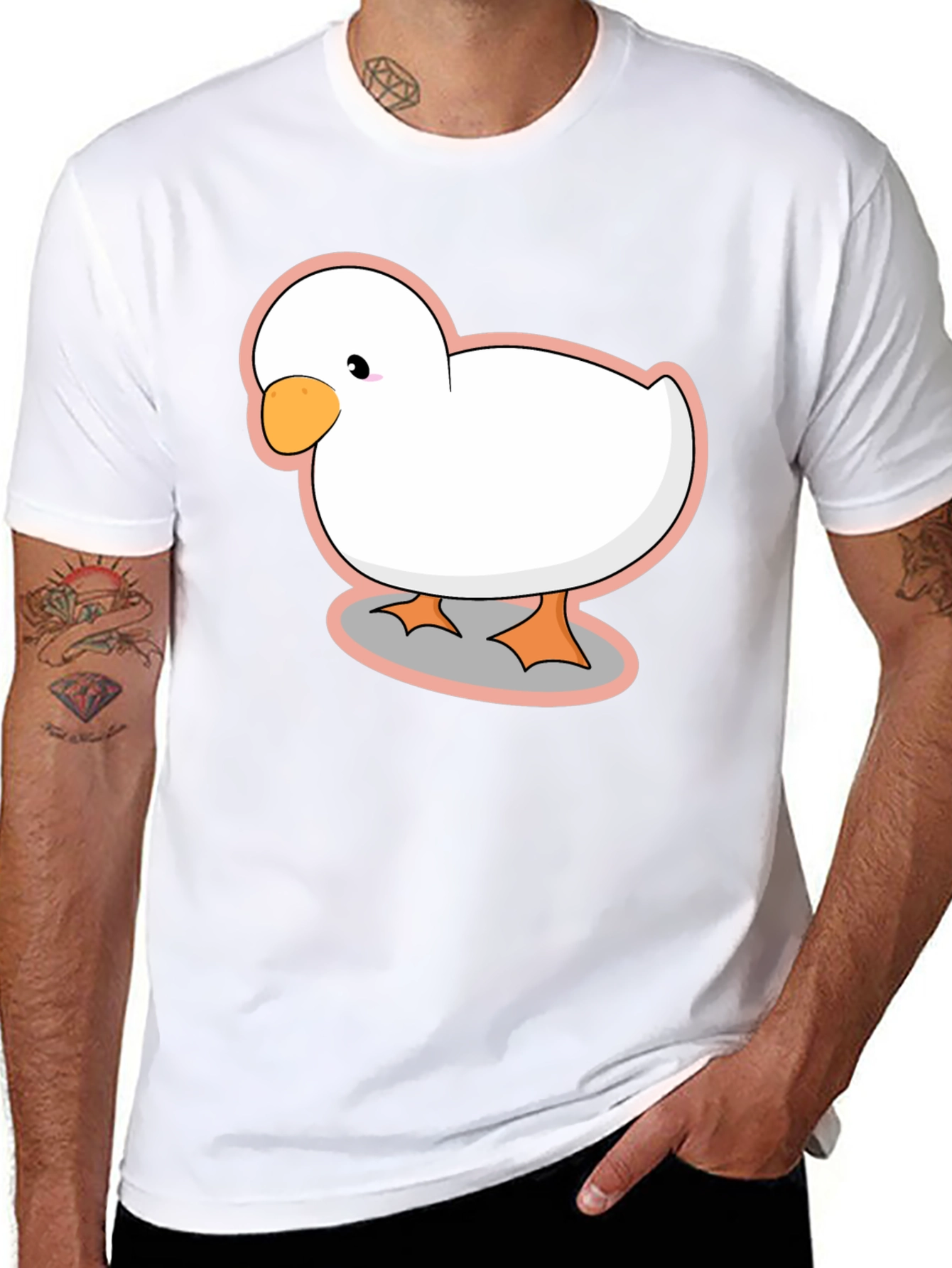 Duck Cartoon Black T-Shirt
