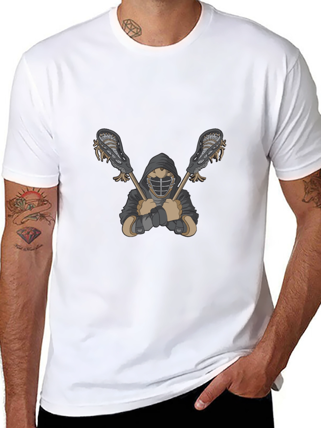 Lacrosse Player Graphic Black T-Shirt