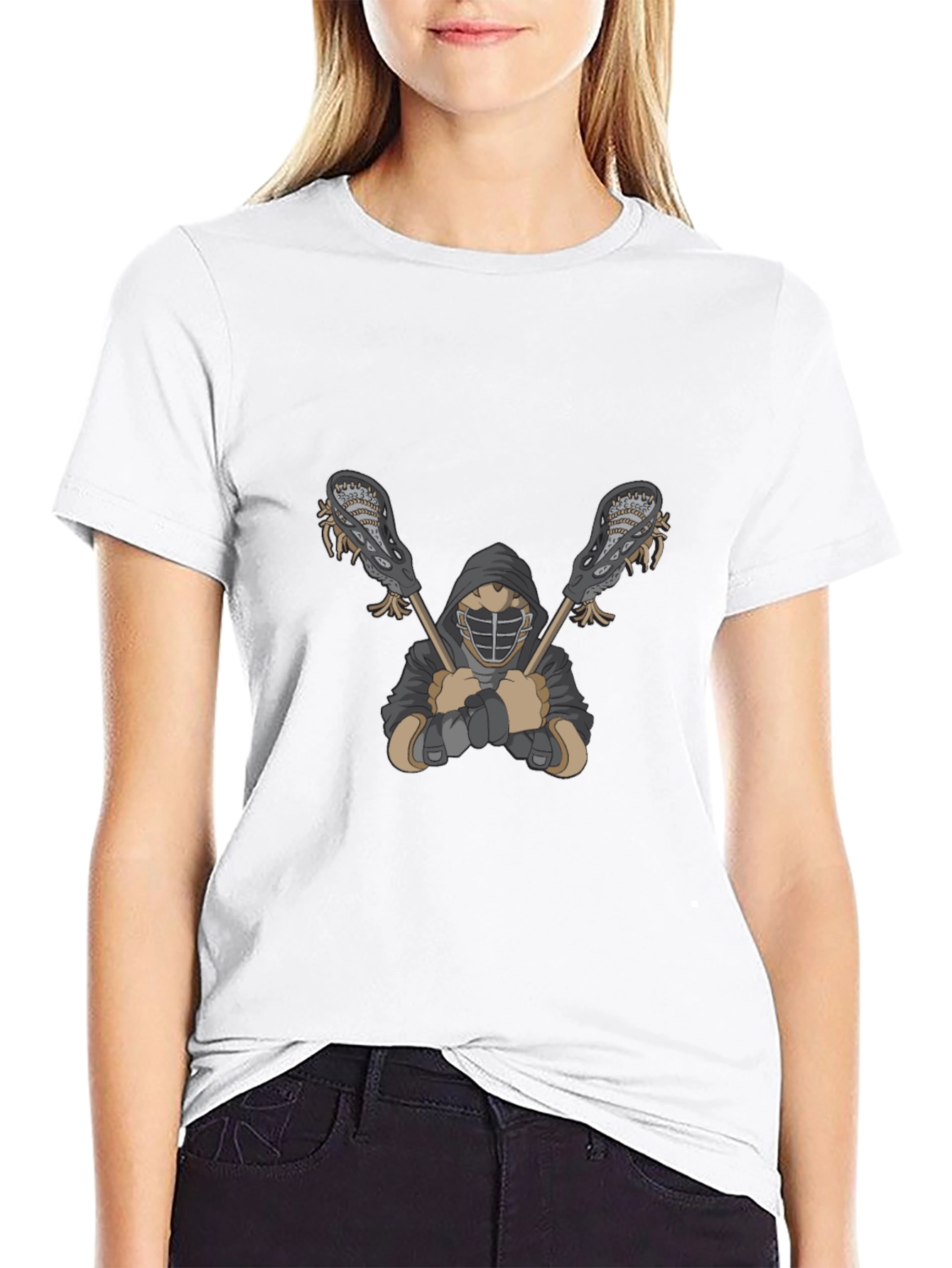 Lacrosse Player Graphic Black T-Shirt