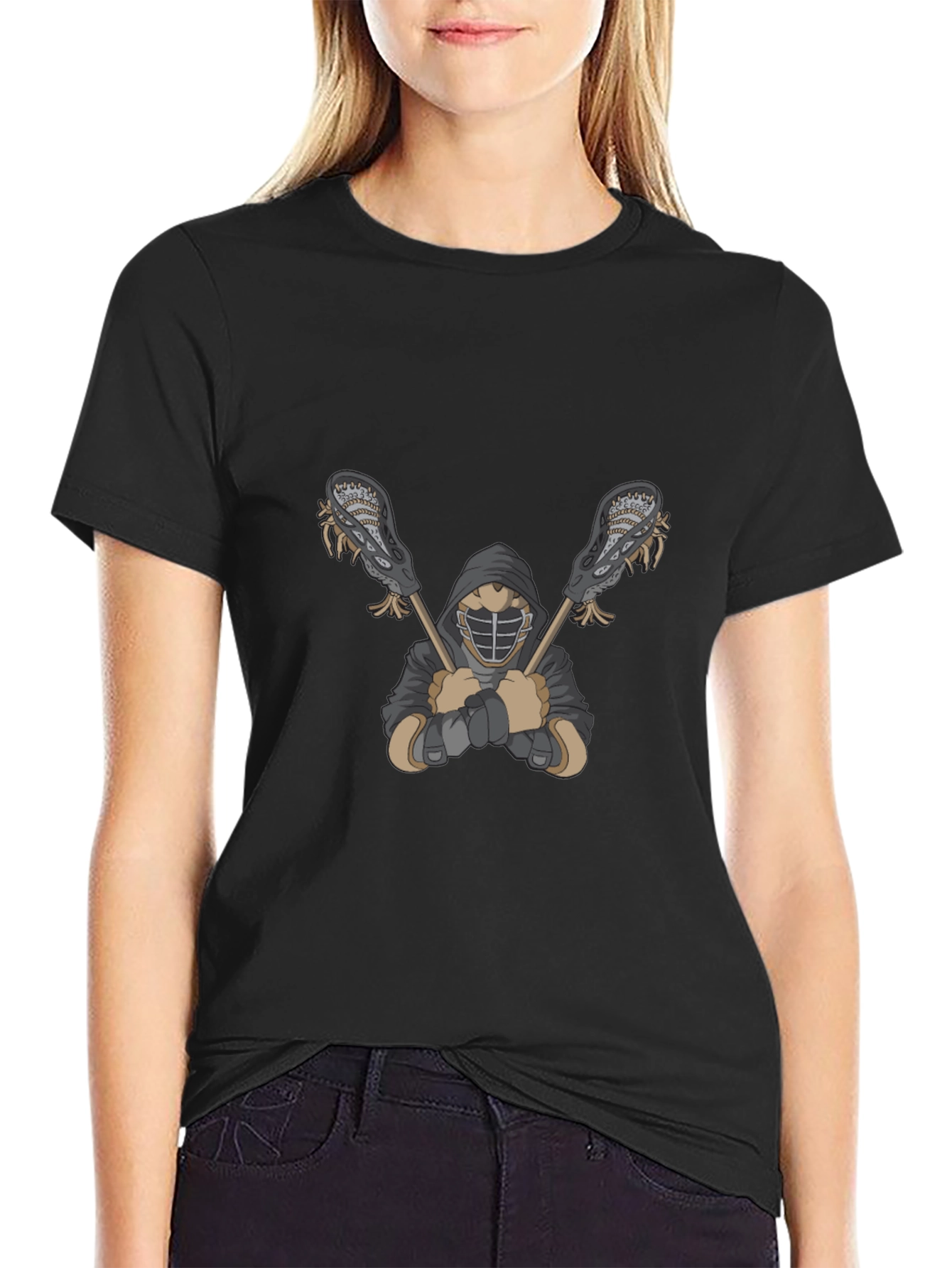 Lacrosse Player Graphic Black T-Shirt