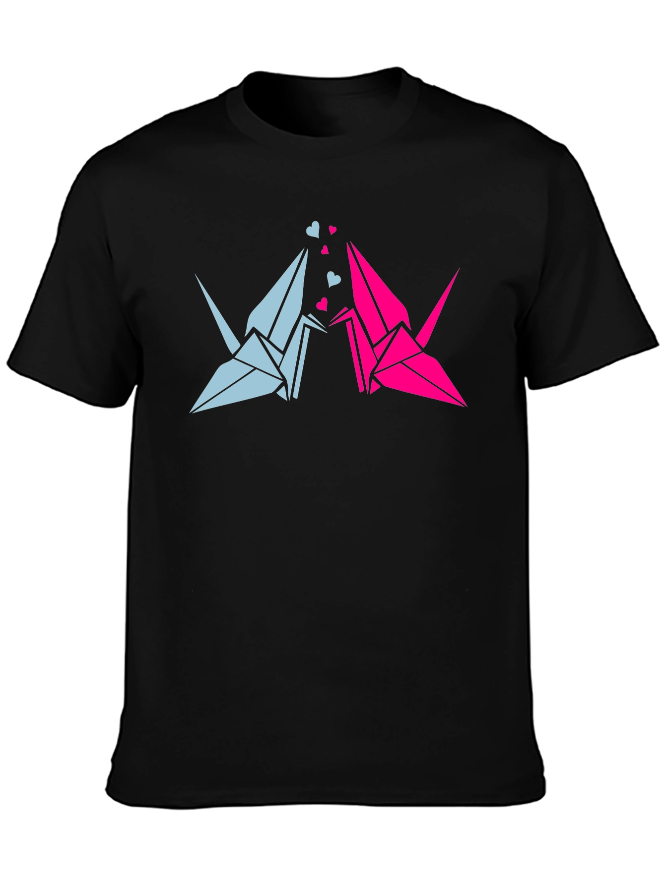 Origami Crane Love Black T-Shirt