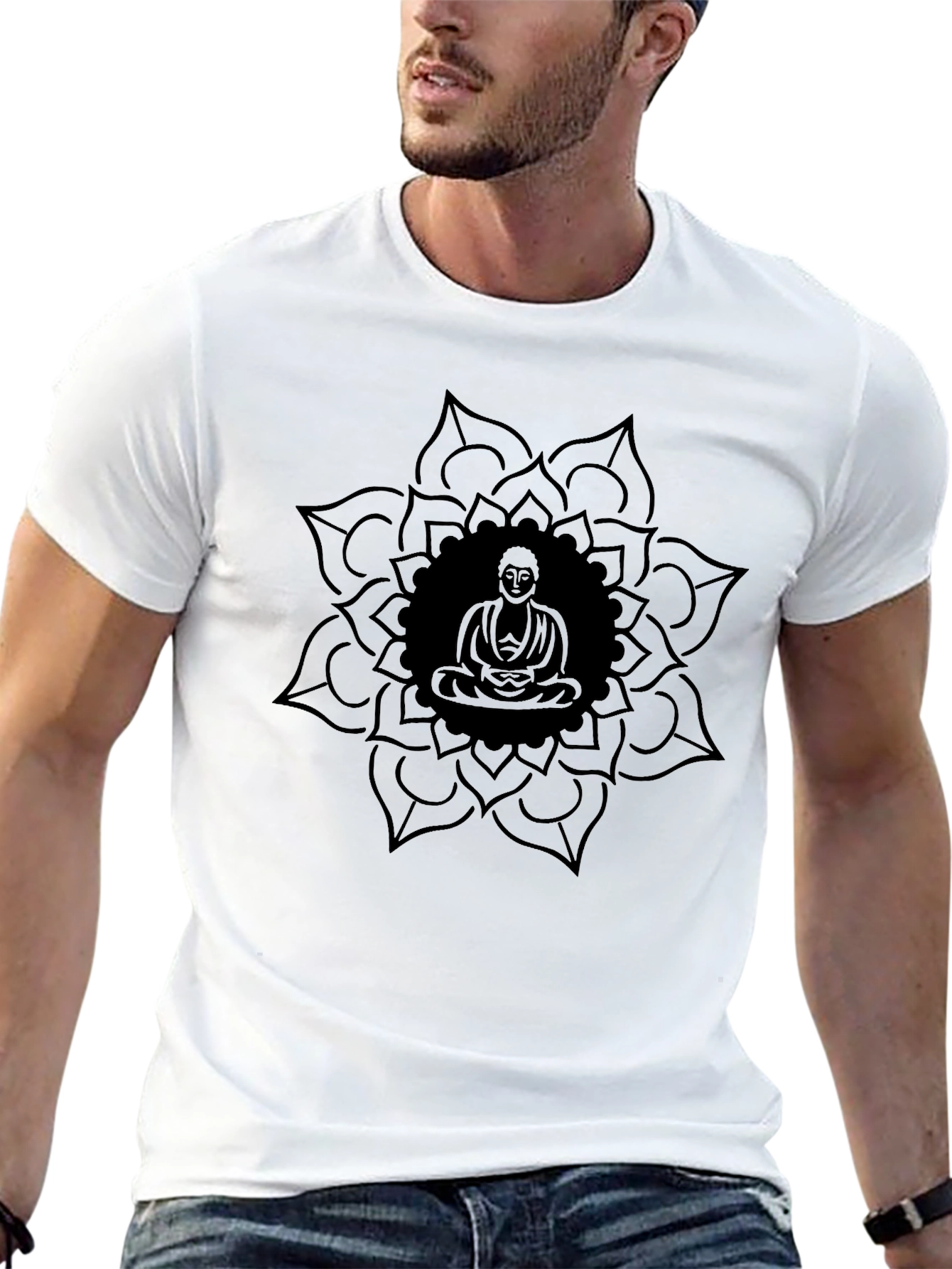 Buddha Mandala Graphic Tee - Mens Black T-Shirt