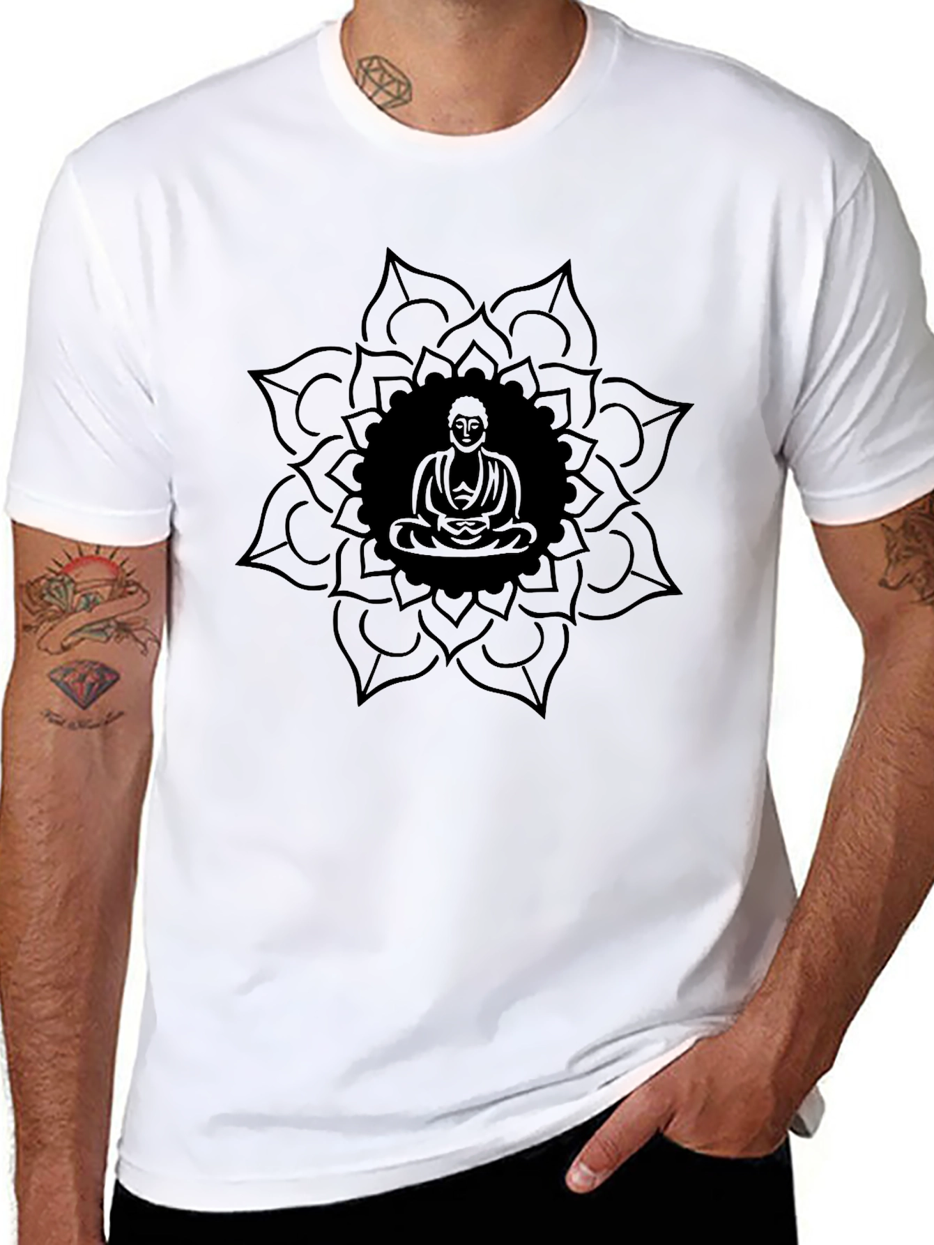 Buddha Mandala Graphic Tee - Mens Black T-Shirt