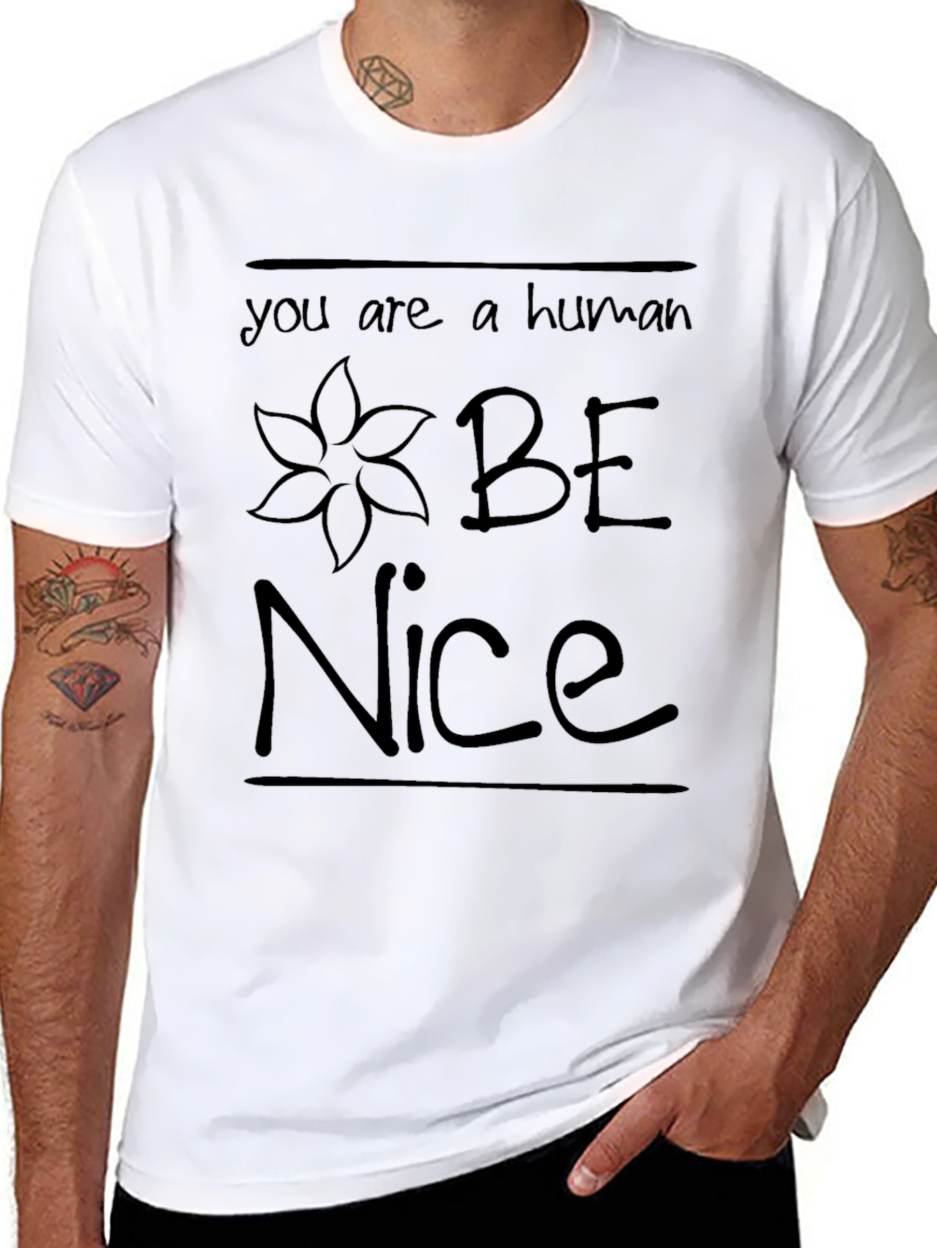 Be Nice Human T-Shirt Graphic Tee Short Sleeve