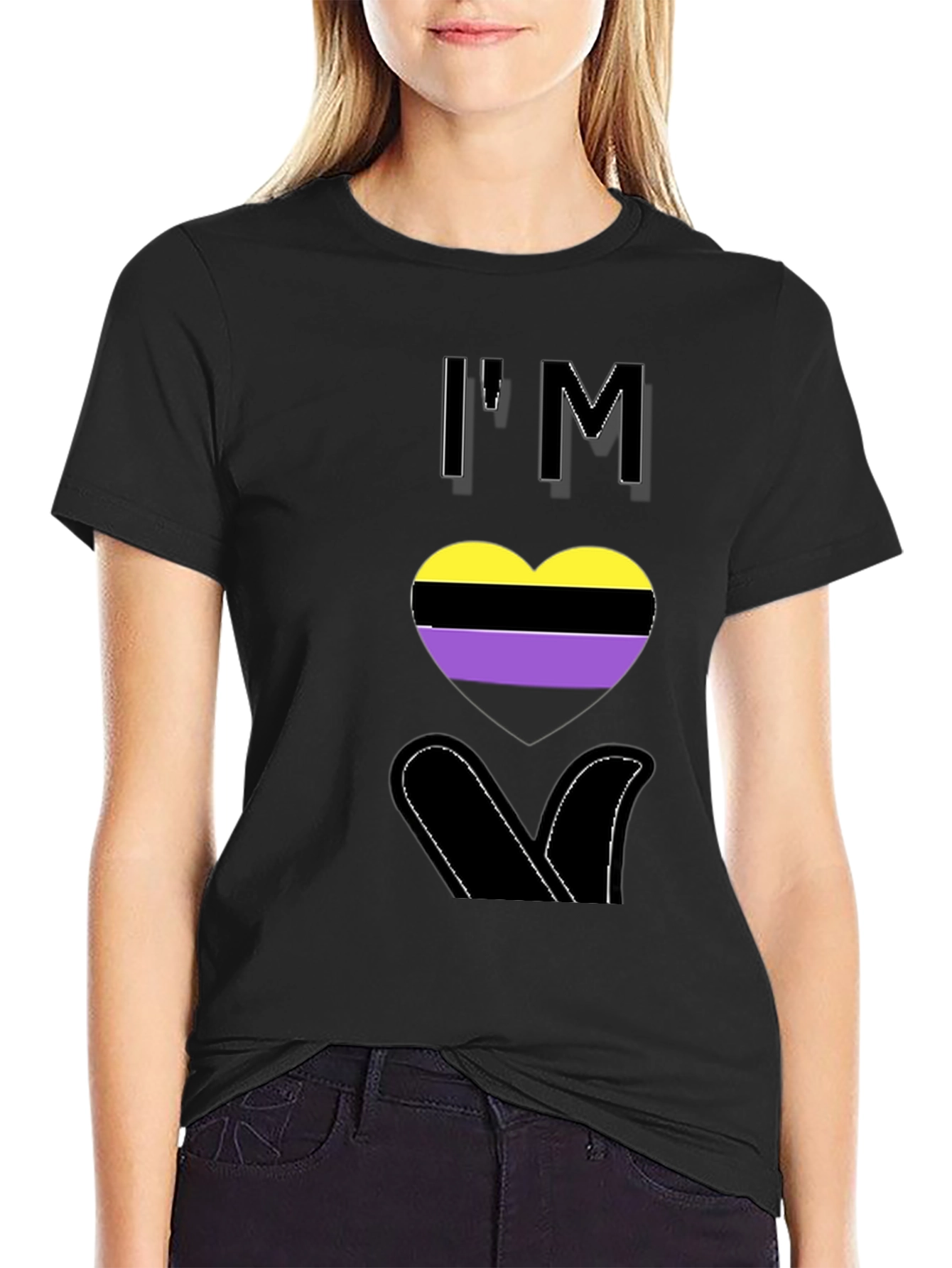 Nonbinary Pride Heart T-Shirt - LGBTQ+ Love