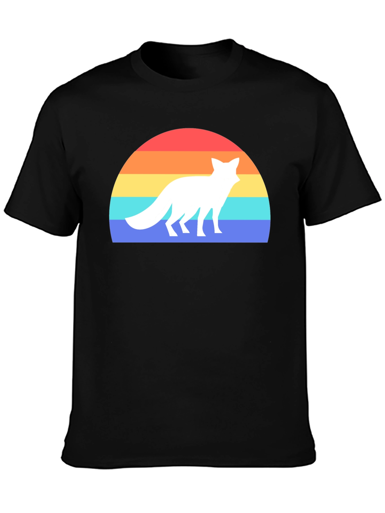 Retro Fox Sunset Graphic Tee - Black T-Shirt
