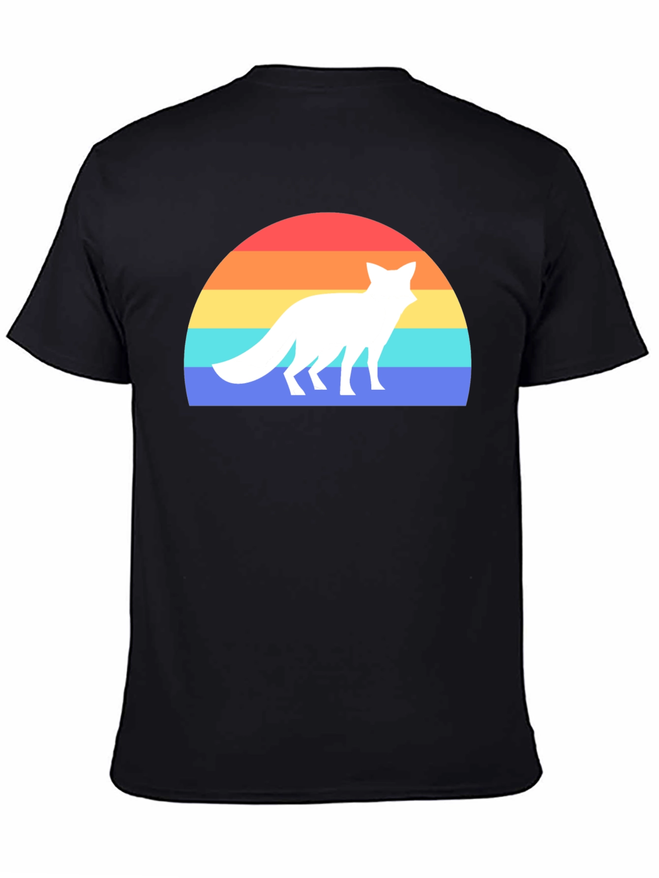 Retro Fox Sunset Graphic Tee - Black T-Shirt