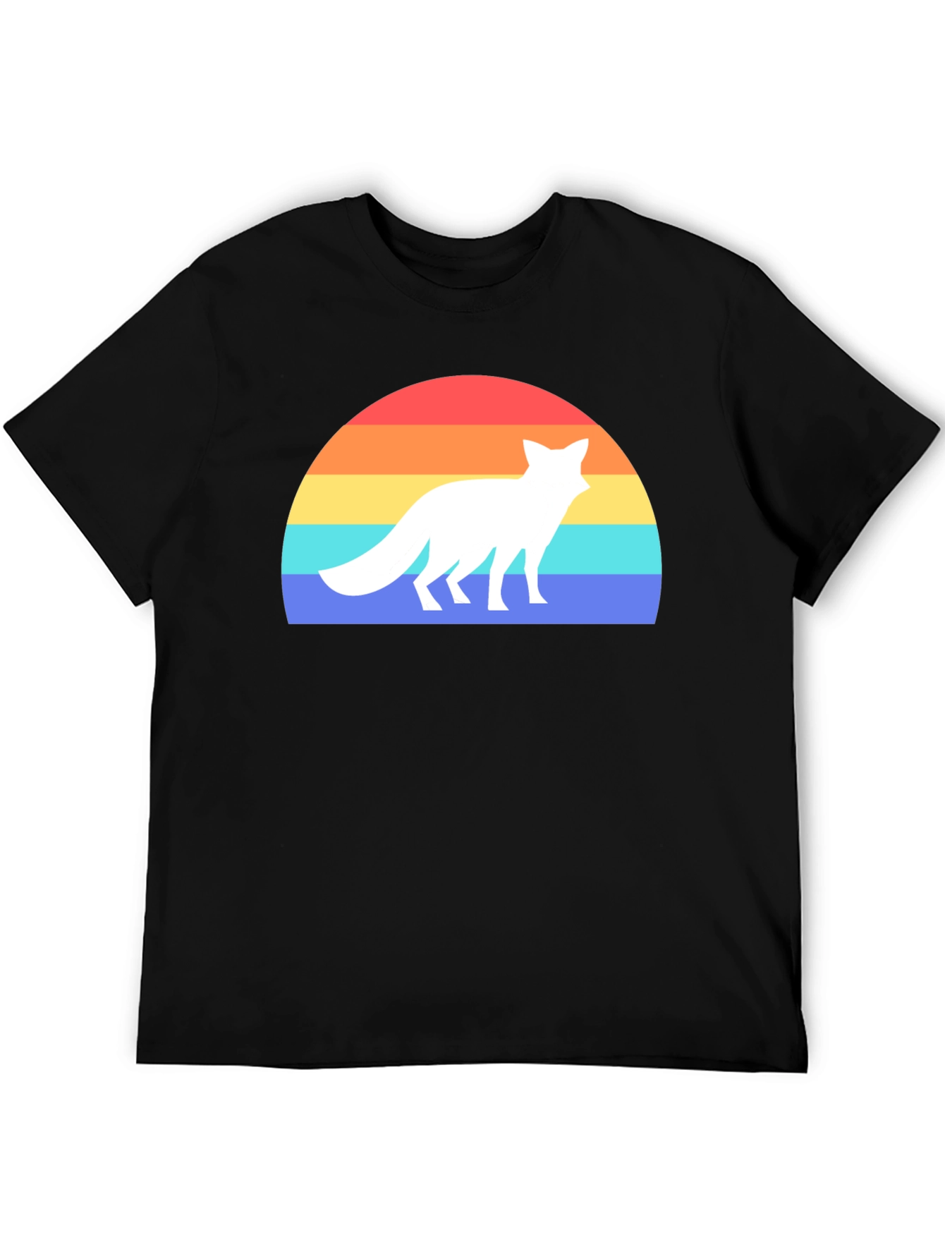 Retro Fox Sunset Graphic Tee - Black T-Shirt