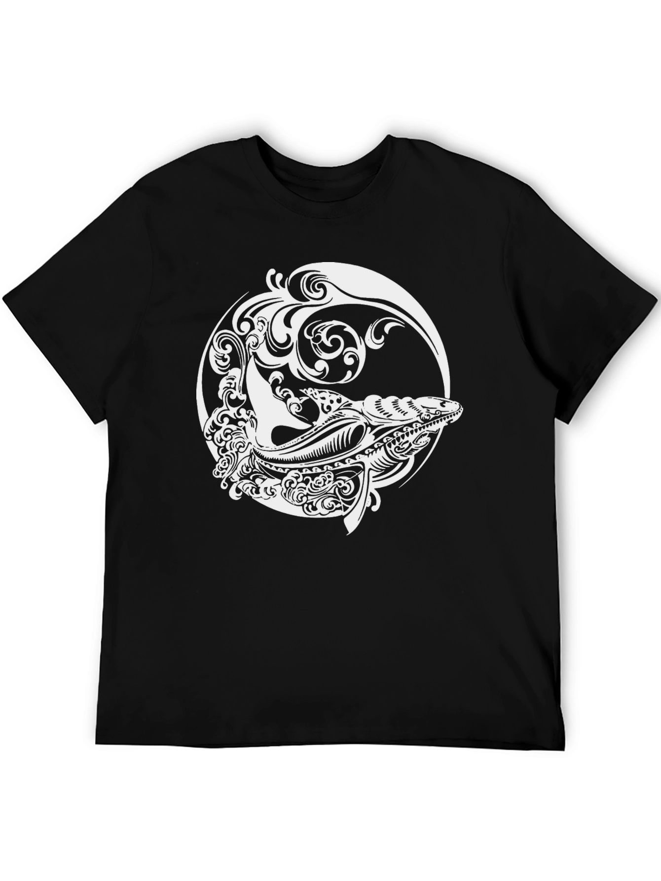 Whale Design Black T-Shirt