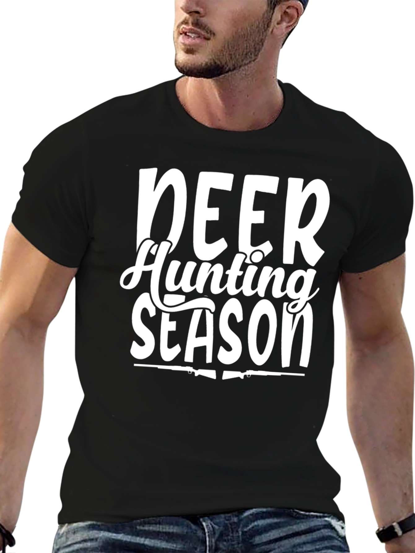 Deer Hunting Season Graphic Tee - Black