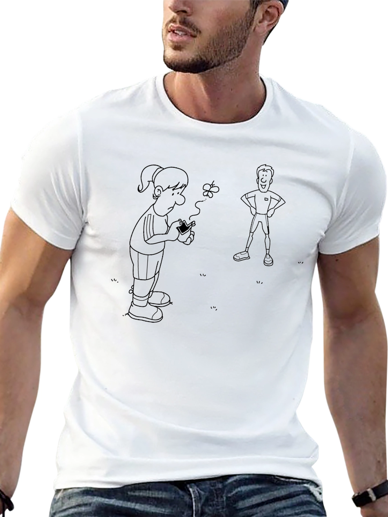 Cartoon Graphic Tee - Casual Black T-Shirt