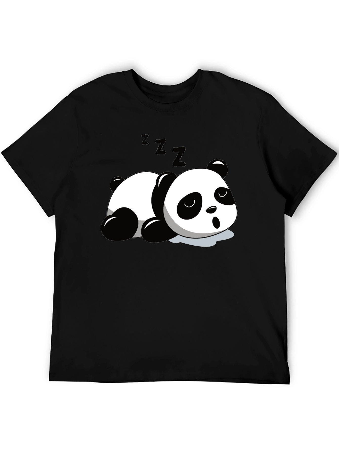 Cute Panda Sleeping Graphic T-Shirt - Black