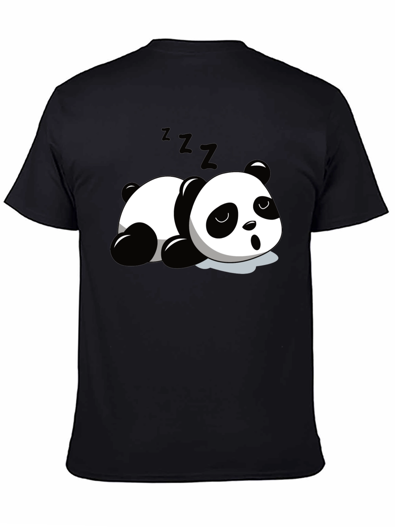 Cute Panda Sleeping Graphic T-Shirt - Black