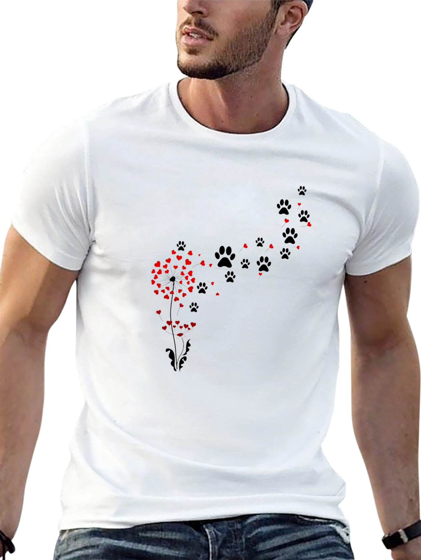 Paw Print Dandelion Black T-Shirt
