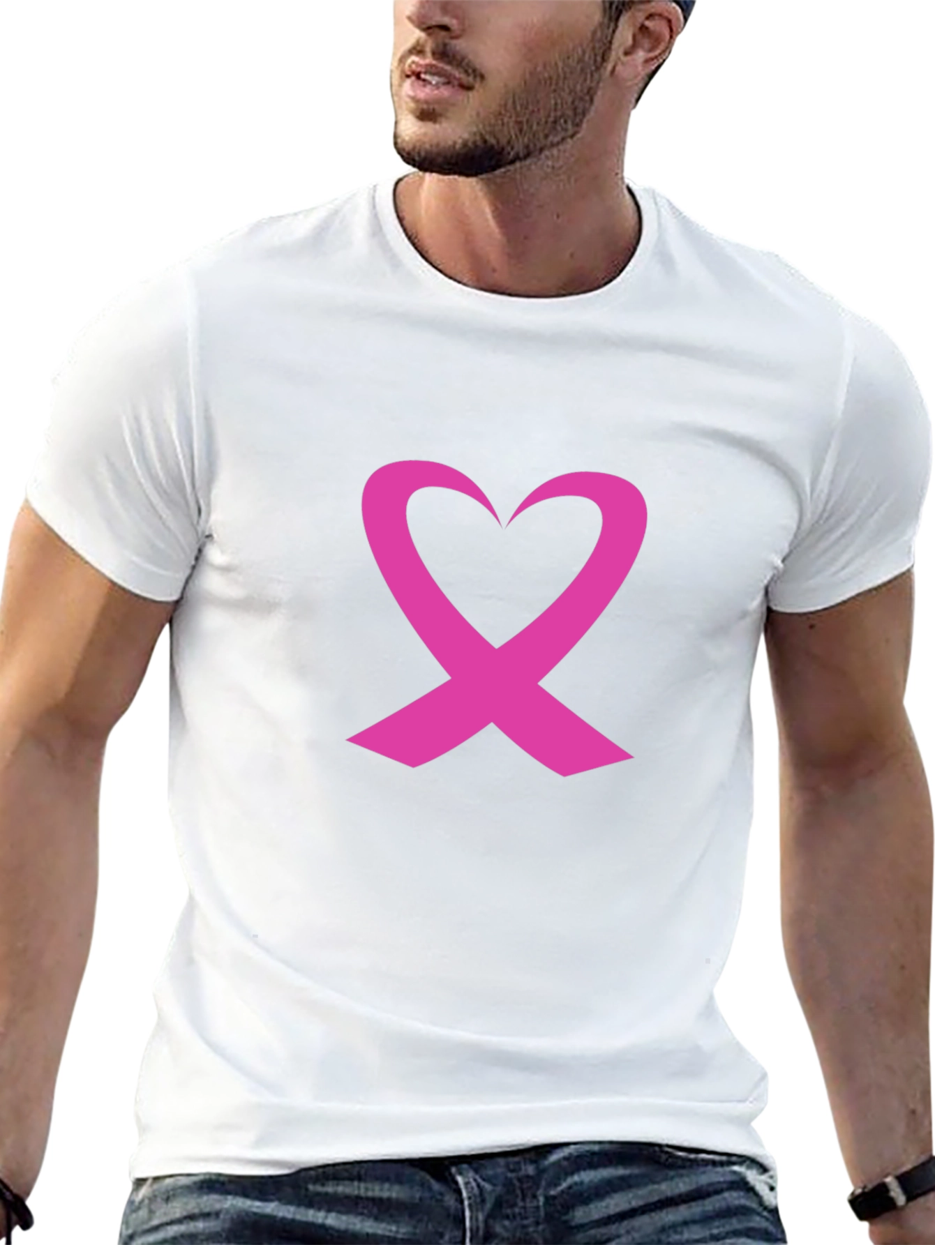 Pink Ribbon Heart T-Shirt - Breast Cancer Awareness