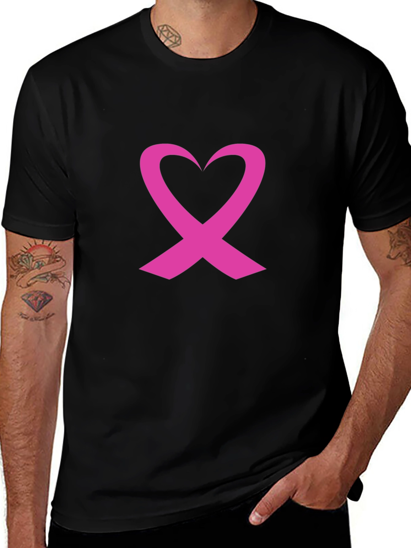 Pink Ribbon Heart T-Shirt - Breast Cancer Awareness