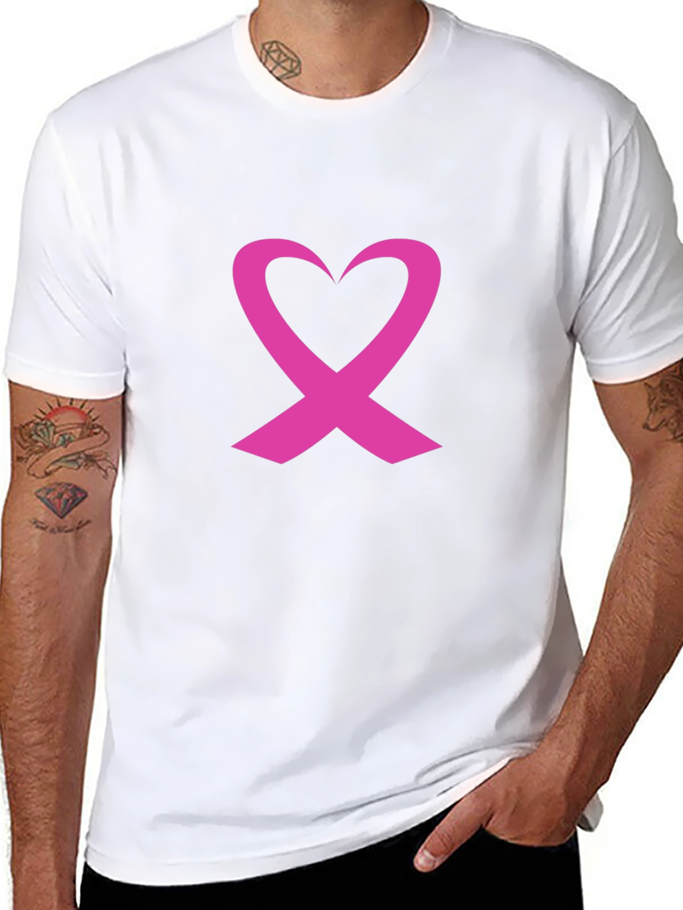 Pink Ribbon Heart T-Shirt - Breast Cancer Awareness