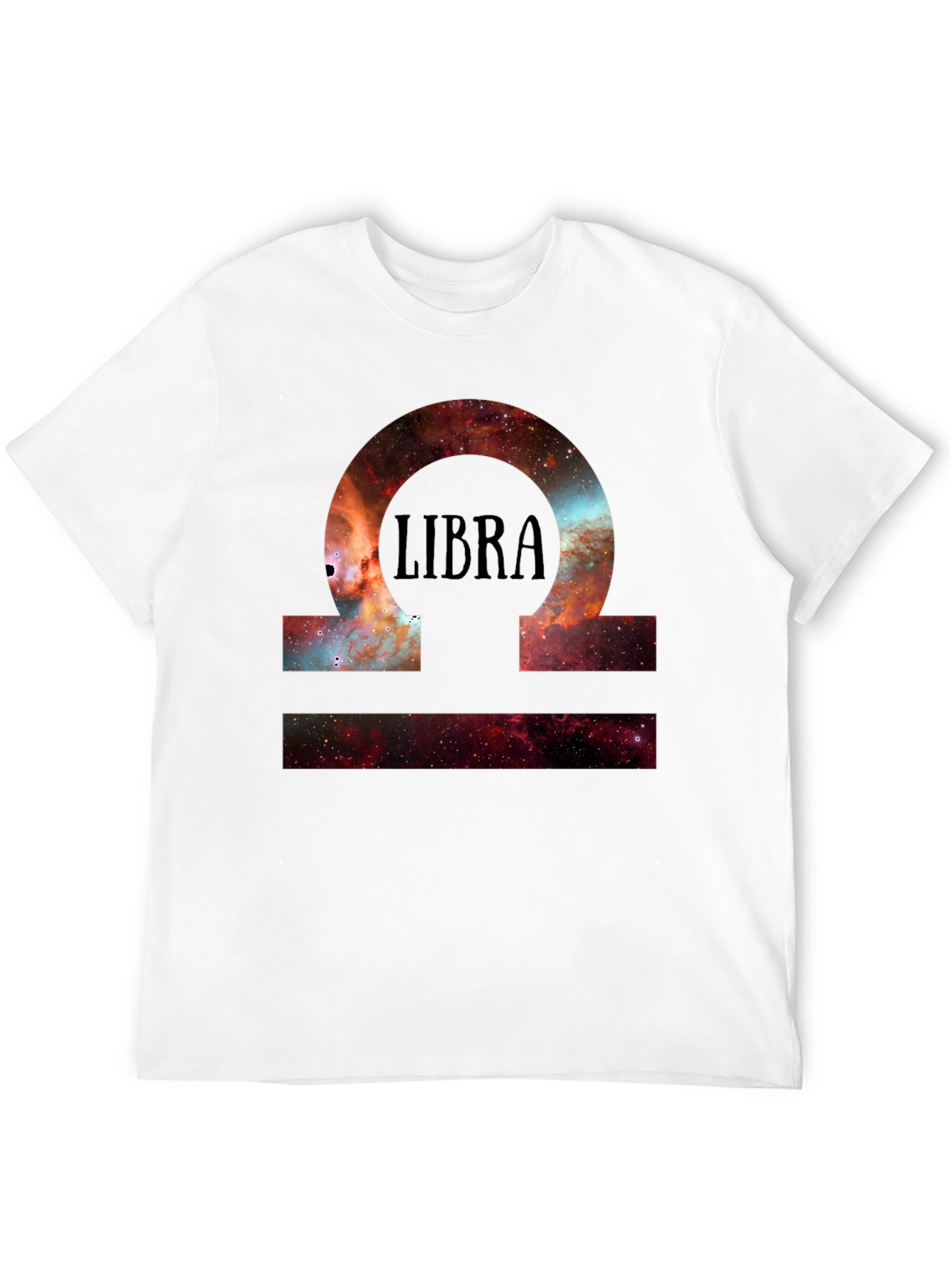 Libra Zodiac Galaxy Print Black T-Shirt
