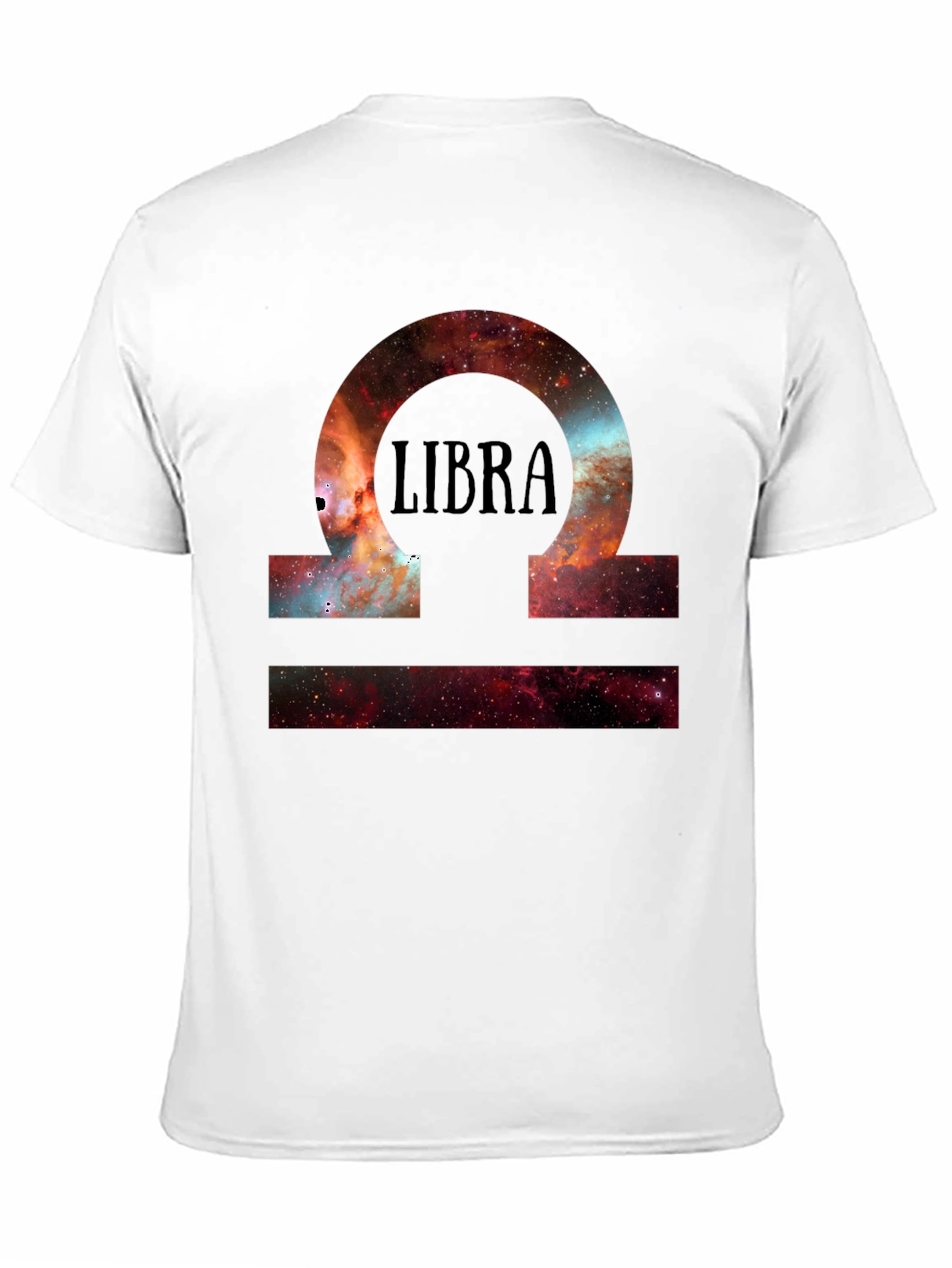 Libra Zodiac Galaxy Print Black T-Shirt